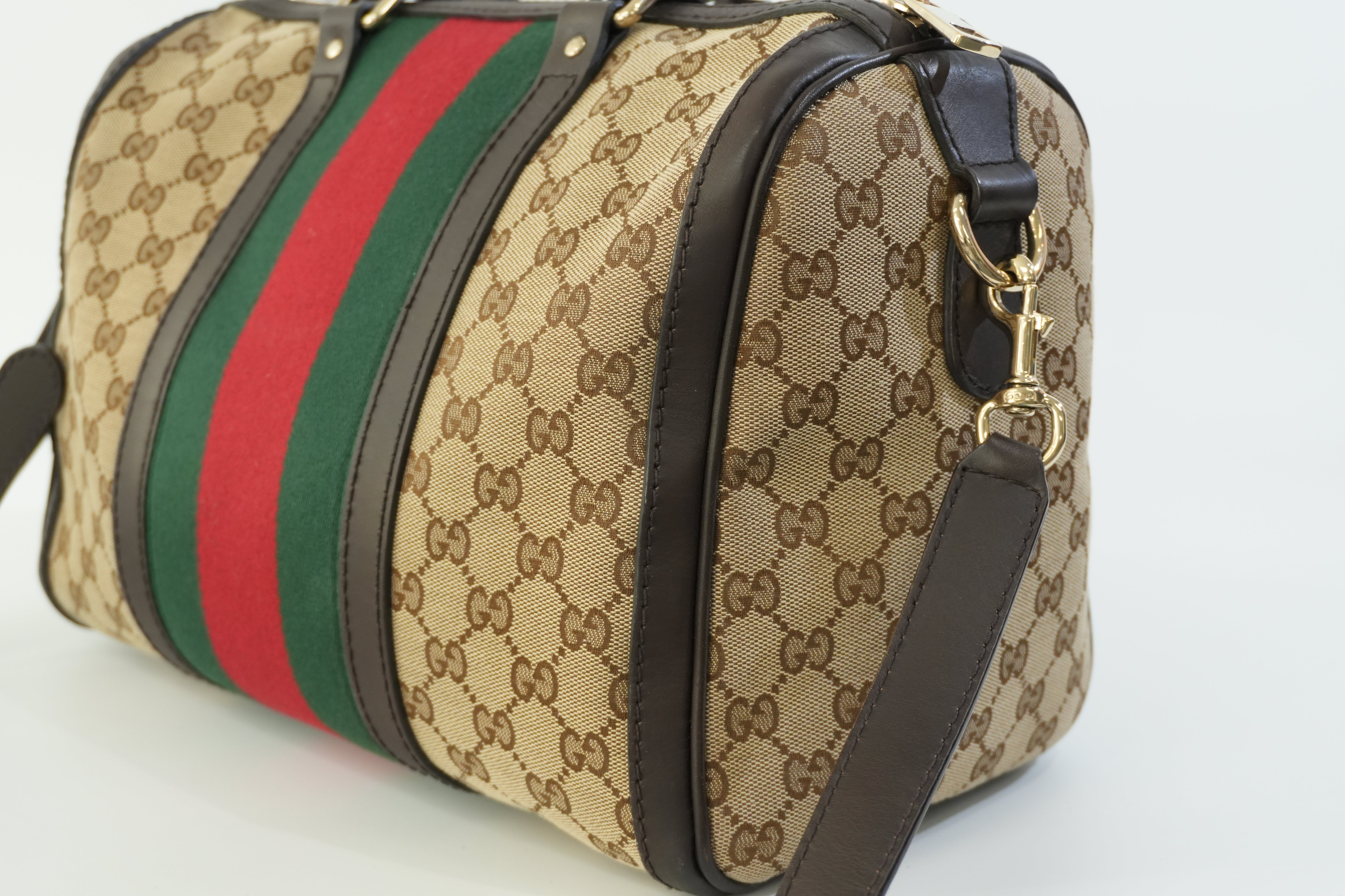 Pre-owned Gucci Fabric Canvas Two Way Sheryline Boston Shoulder Bag