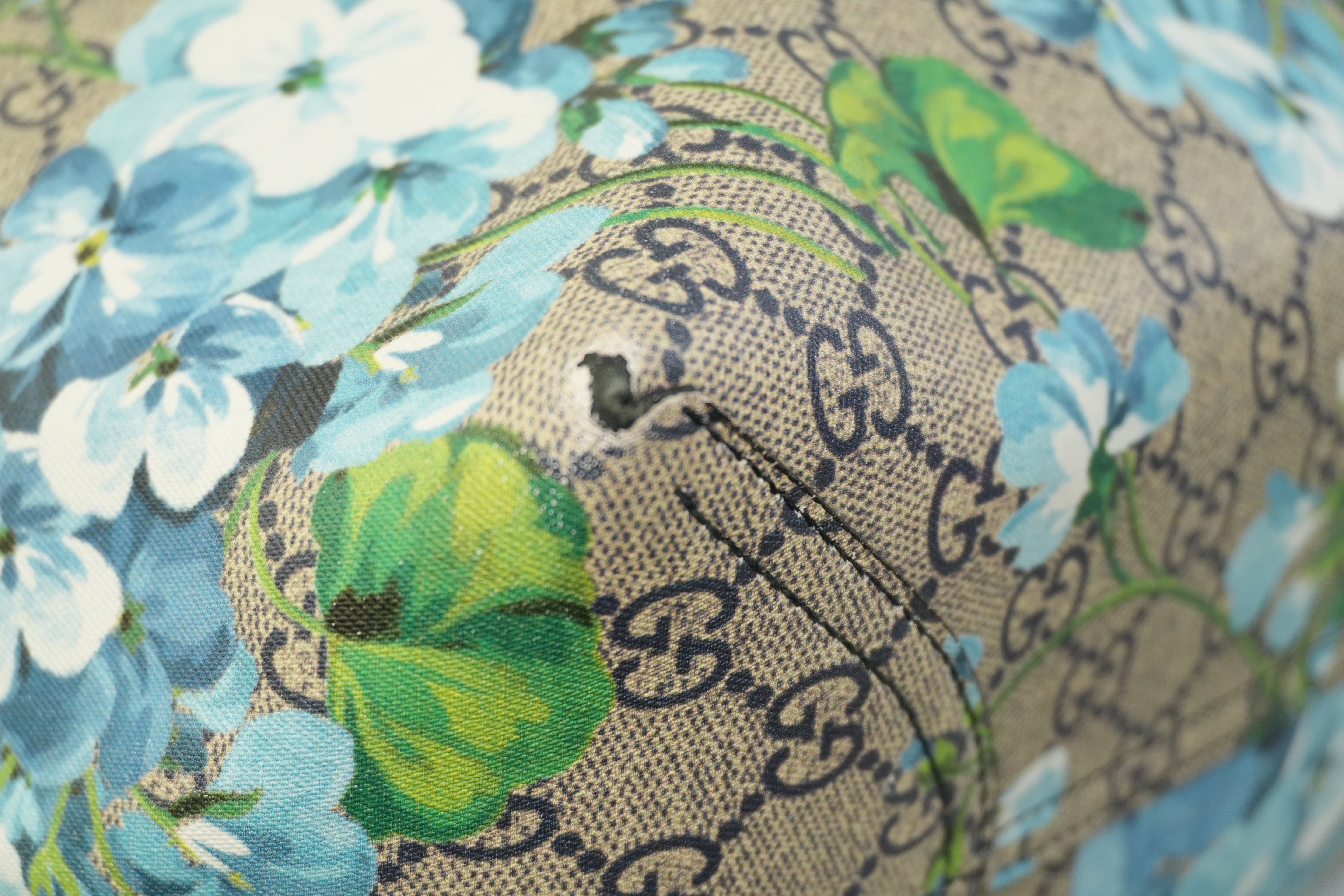 Pre-owned Gucci Canvas Blooms Reversible Tote Bag Blue