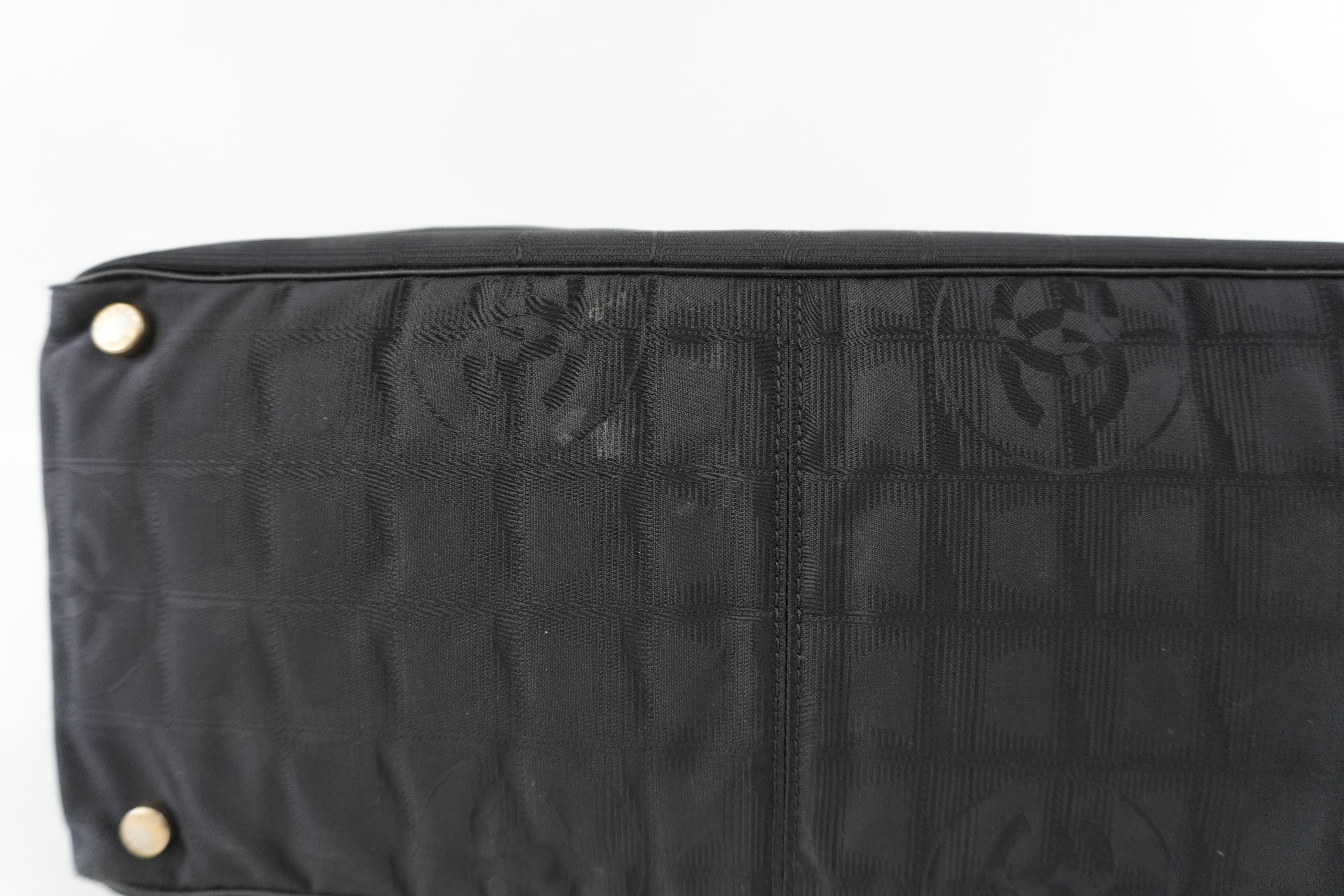 Chanel New Travel Line Tote Bag Black Nylon Used