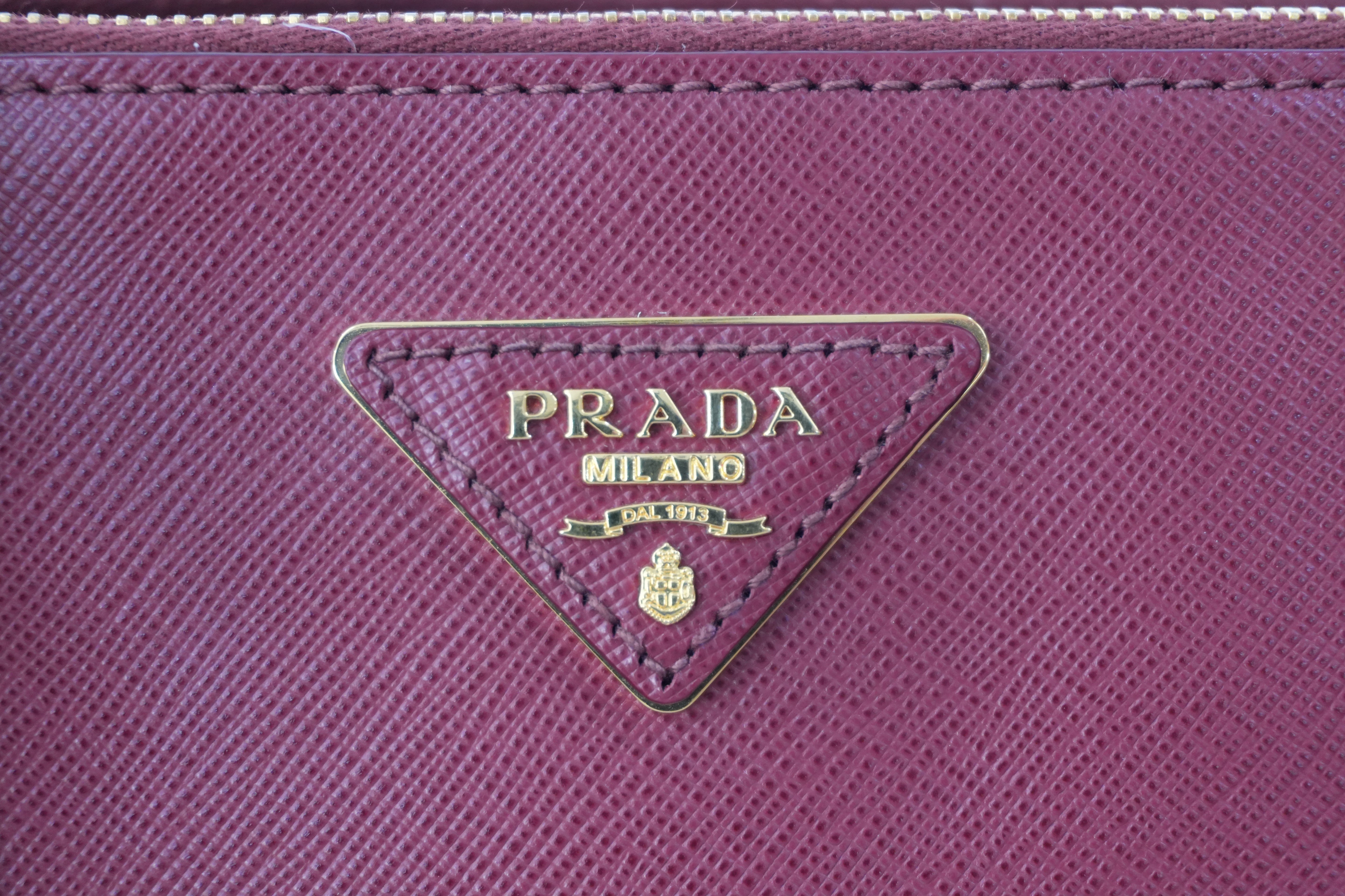 Pre-owned Prada Leather Two Way Shoulder Bag Burgundy