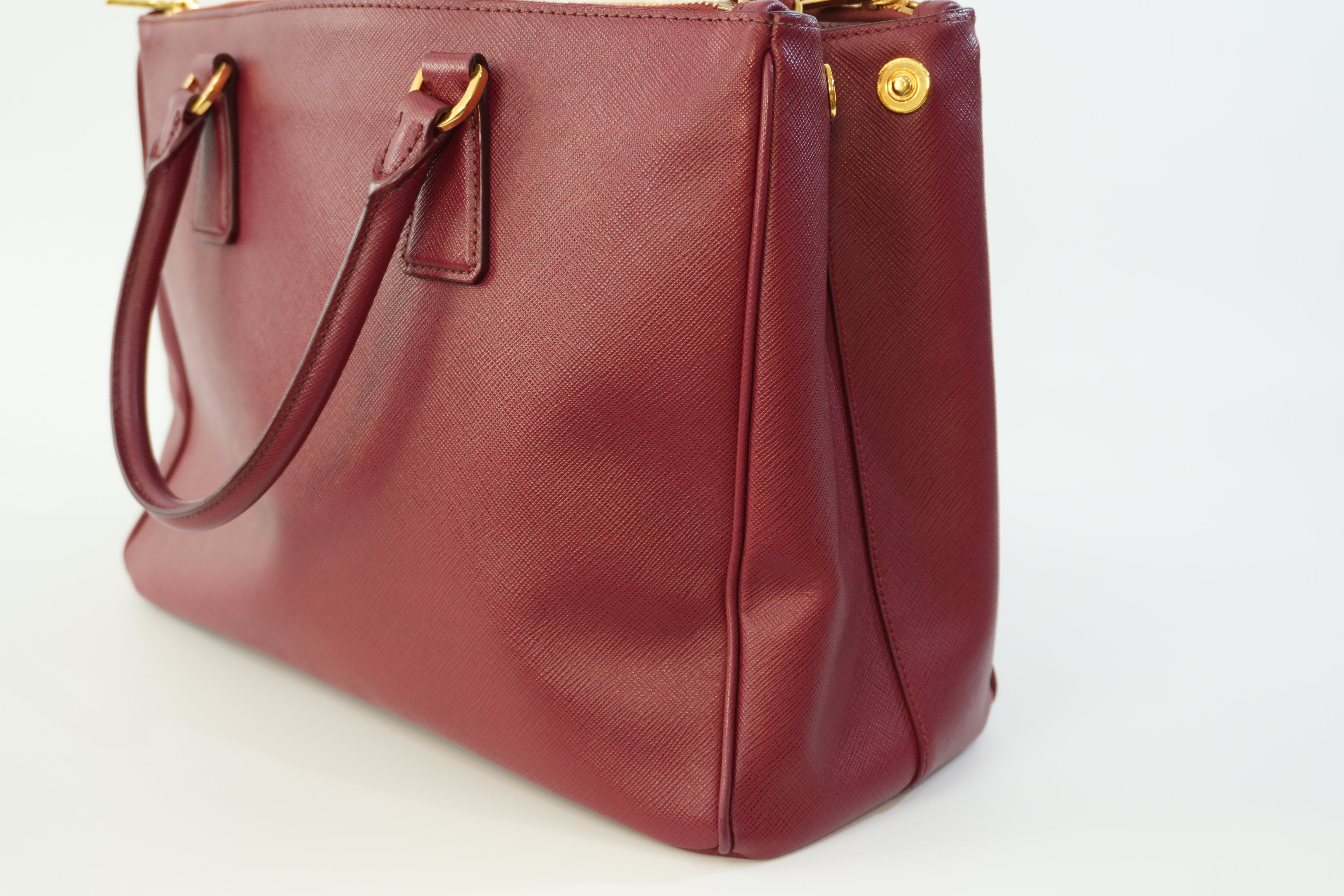 Pre-owned Prada Leather Two Way Shoulder Bag Burgundy