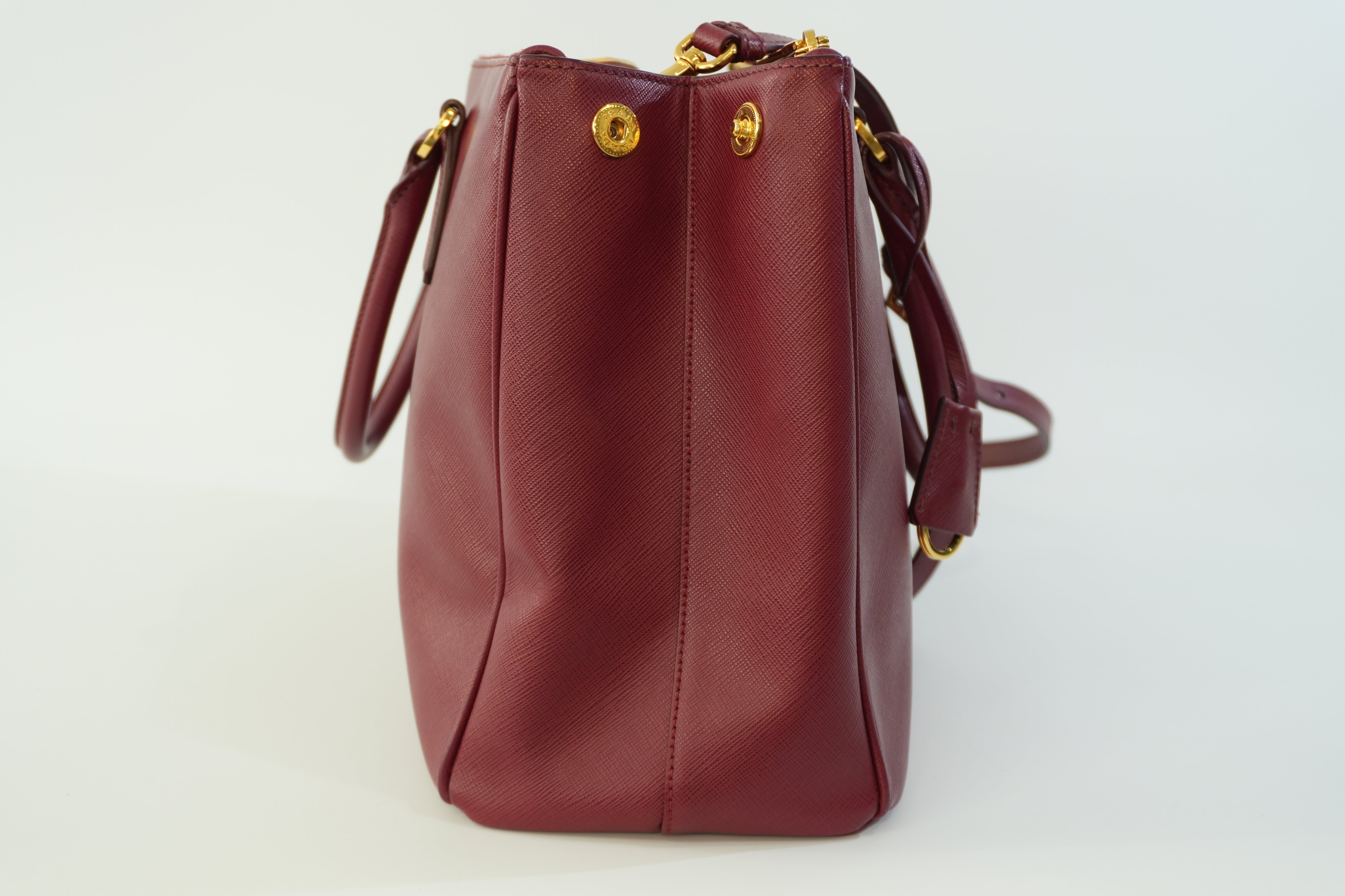Pre-owned Prada Leather Two Way Shoulder Bag Burgundy