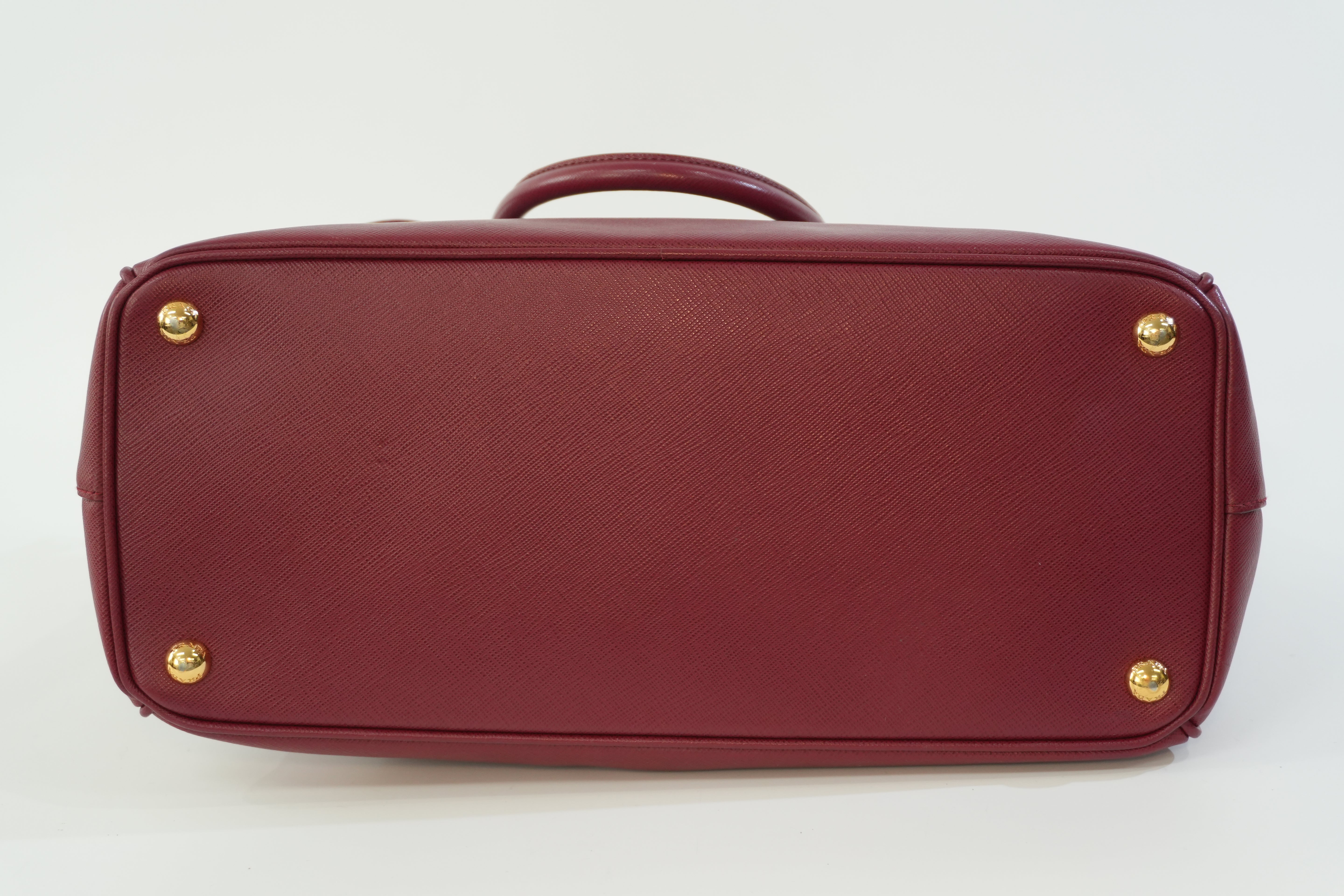 Pre-owned Prada Leather Two Way Shoulder Bag Burgundy