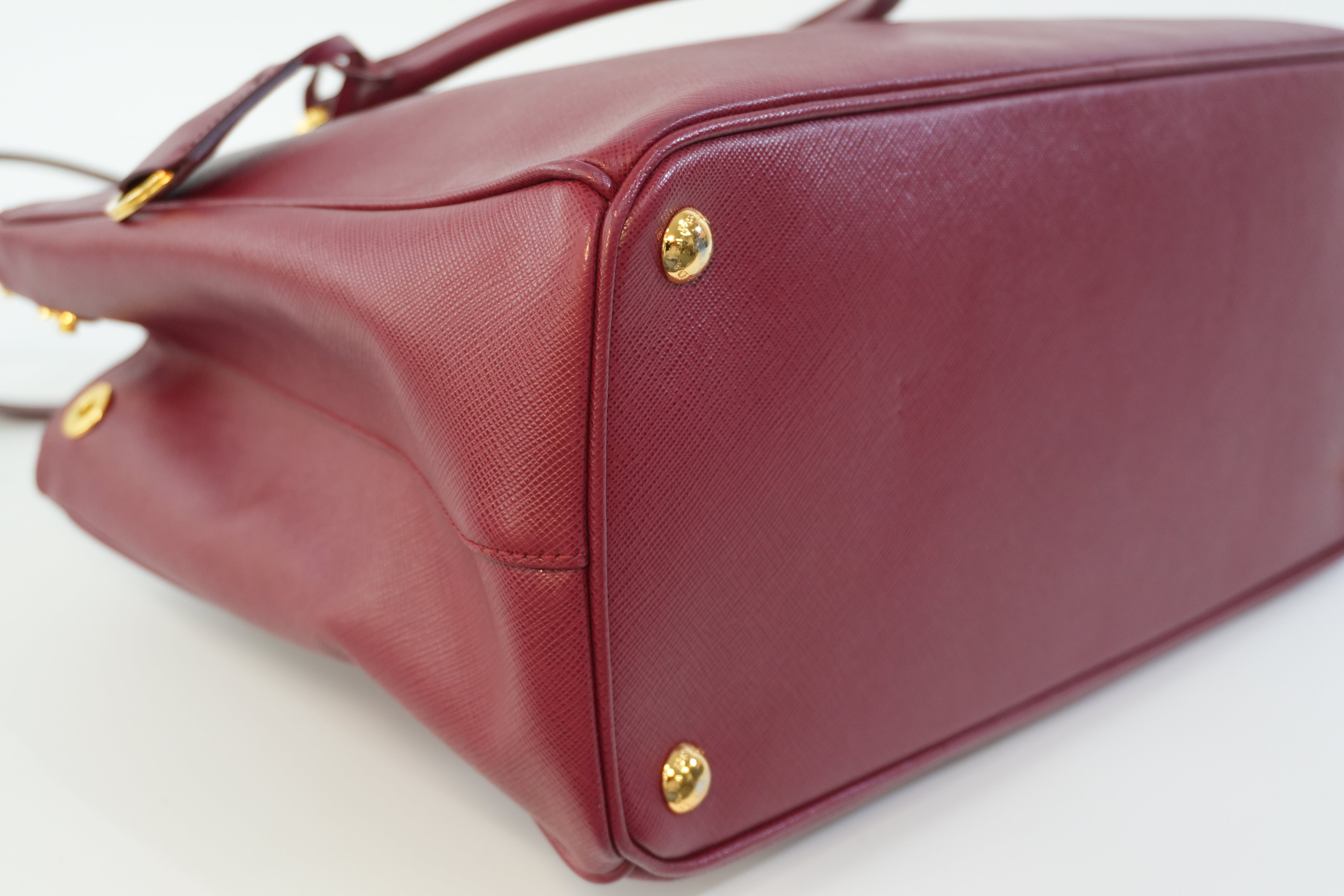 Pre-owned Prada Leather Two Way Shoulder Bag Burgundy