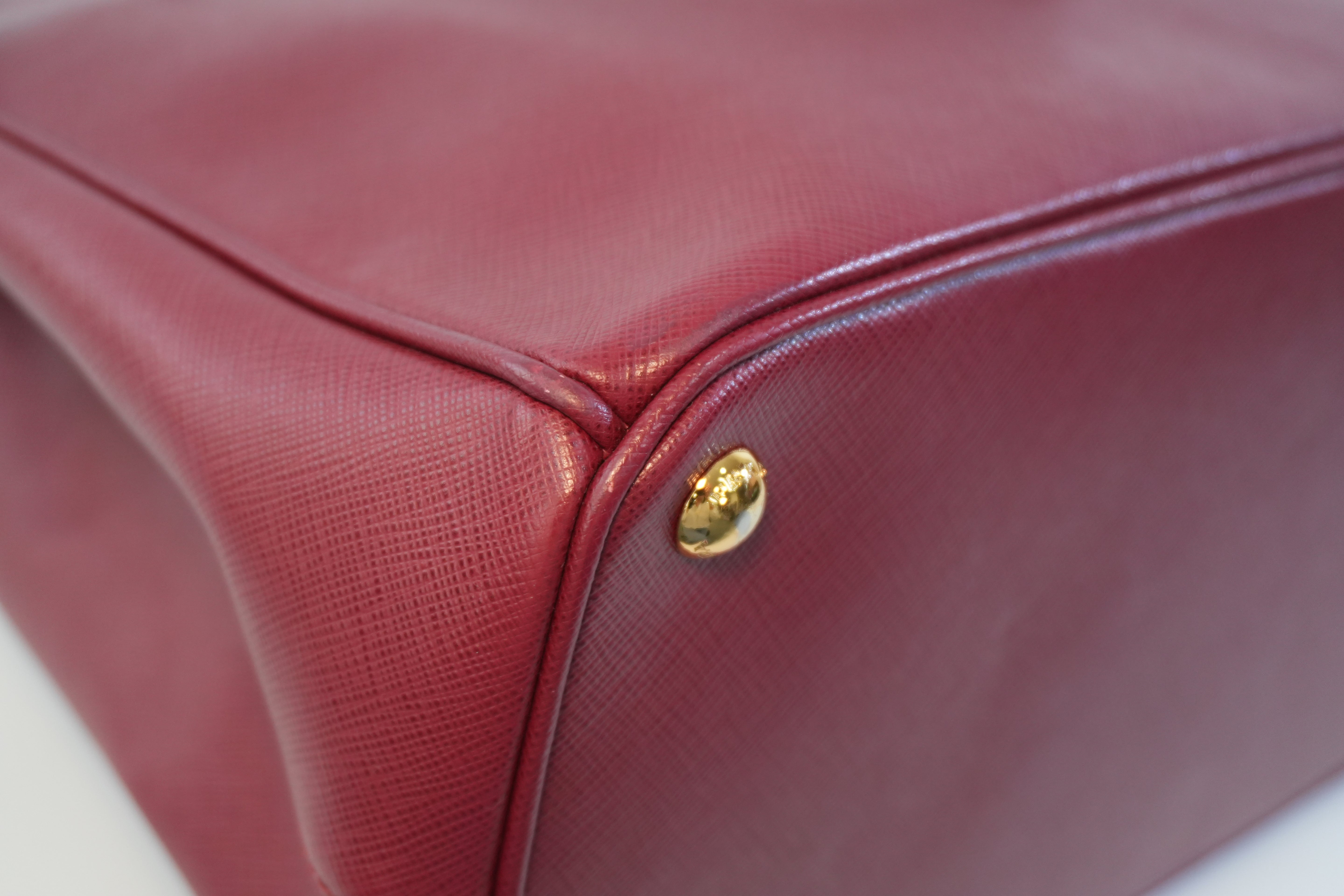 Pre-owned Prada Leather Two Way Shoulder Bag Burgundy