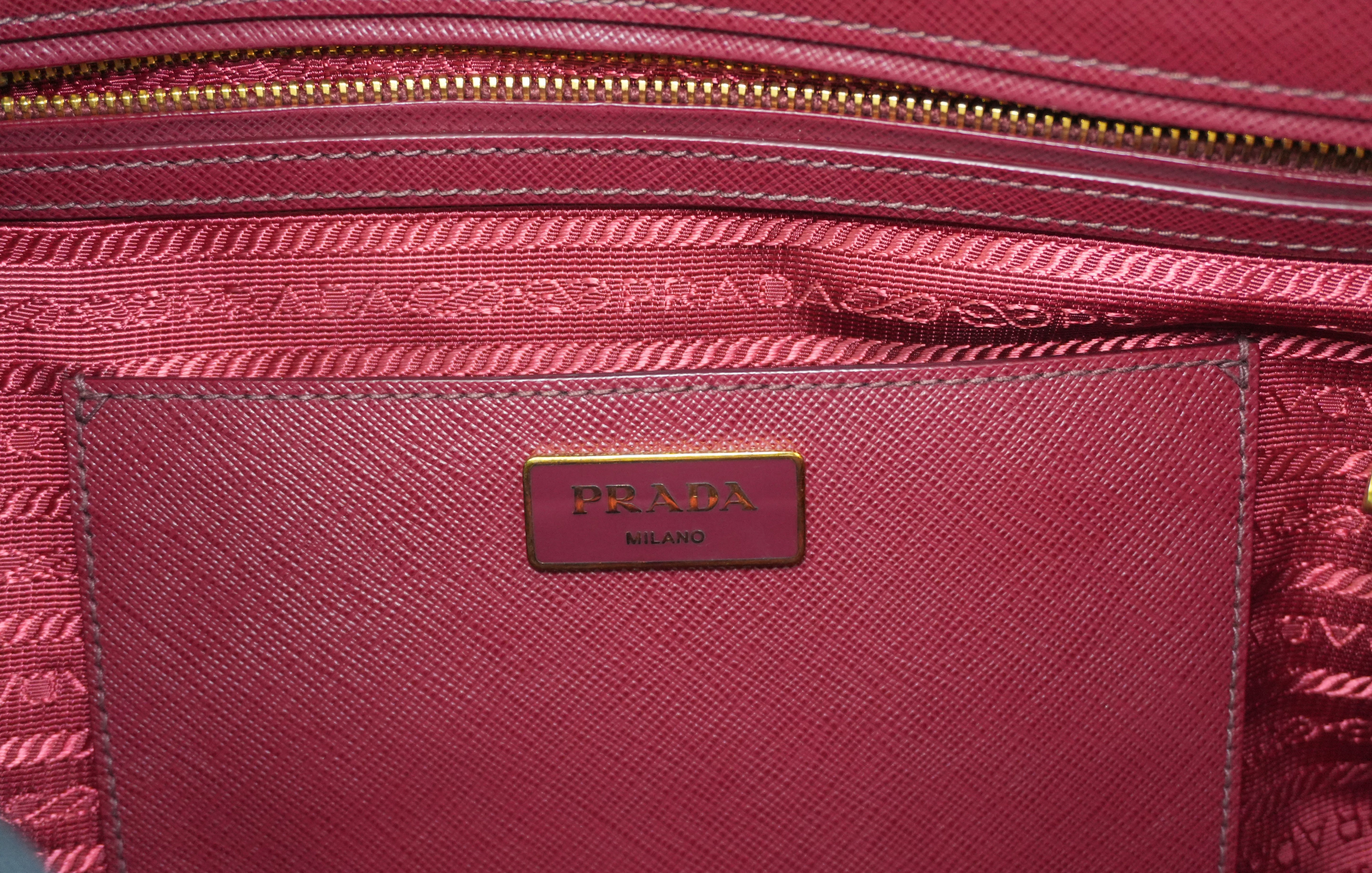 Pre-owned Prada Leather Two Way Shoulder Bag Burgundy