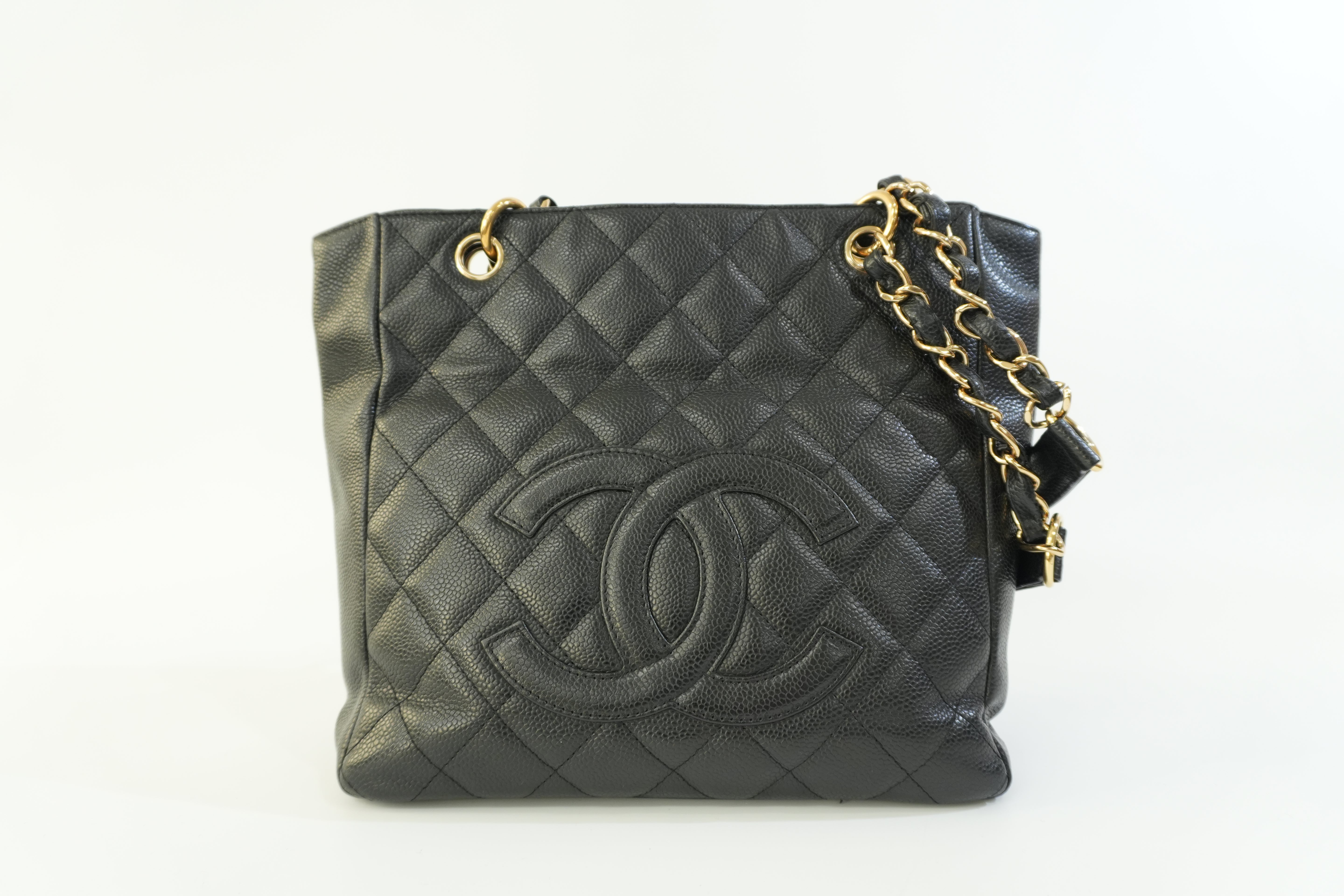 Pre-owned Chanel Caviar Skin Leather PST Chain Shoulder Bag Black