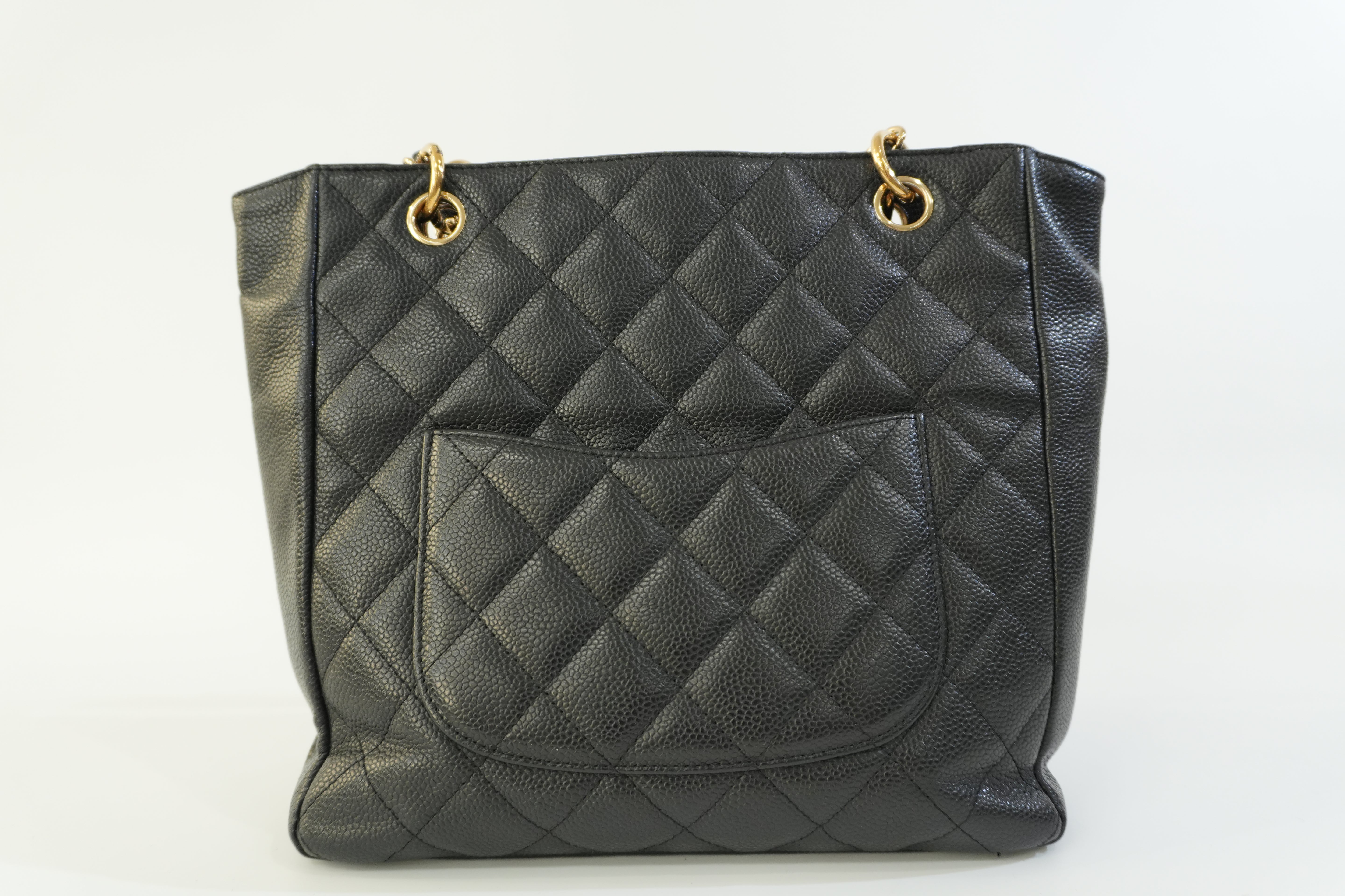 Pre-owned Chanel Caviar Skin Leather PST Chain Shoulder Bag Black