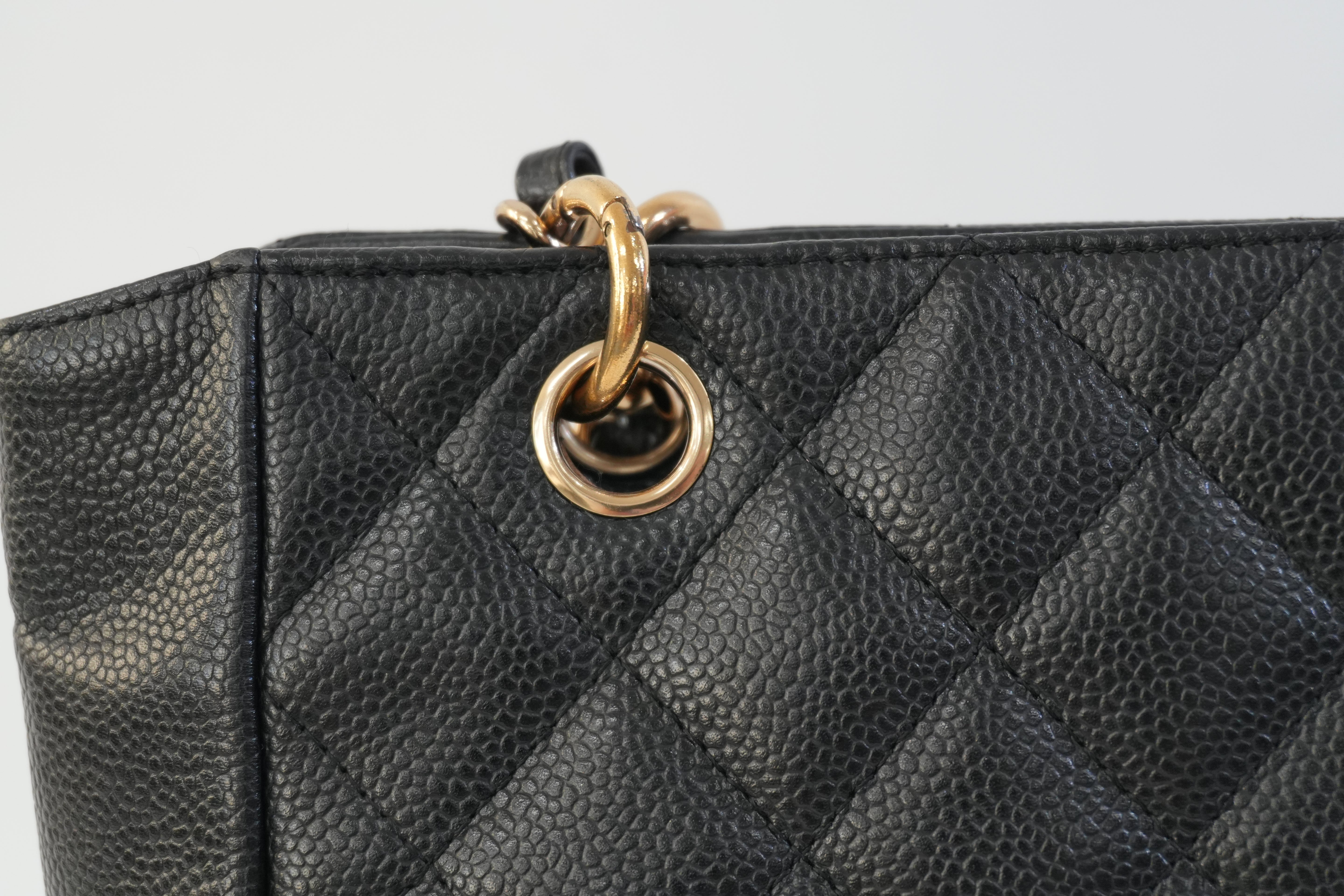 Pre-owned Chanel Caviar Skin Leather PST Chain Shoulder Bag Black