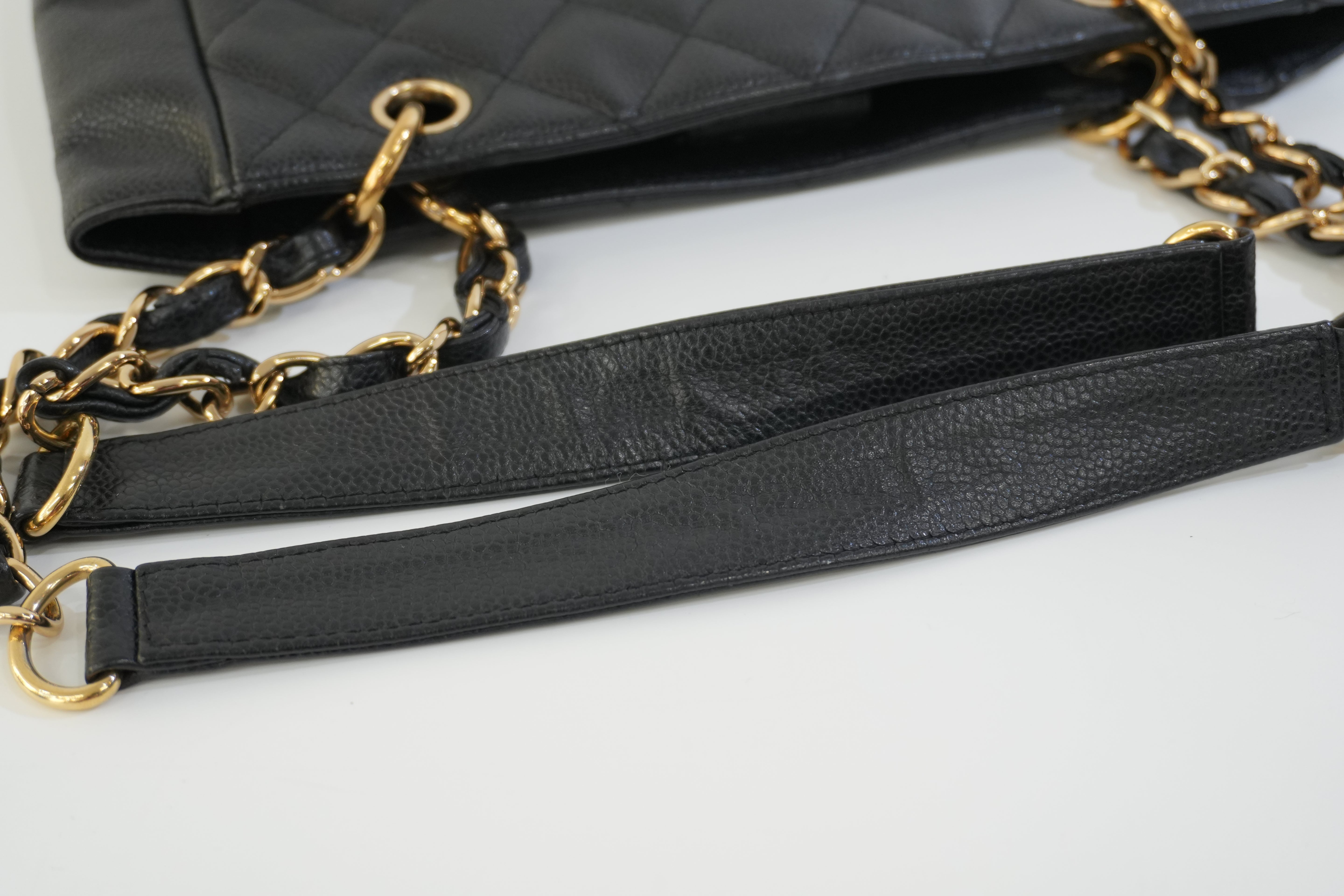 Pre-owned Chanel Caviar Skin Leather PST Chain Shoulder Bag Black