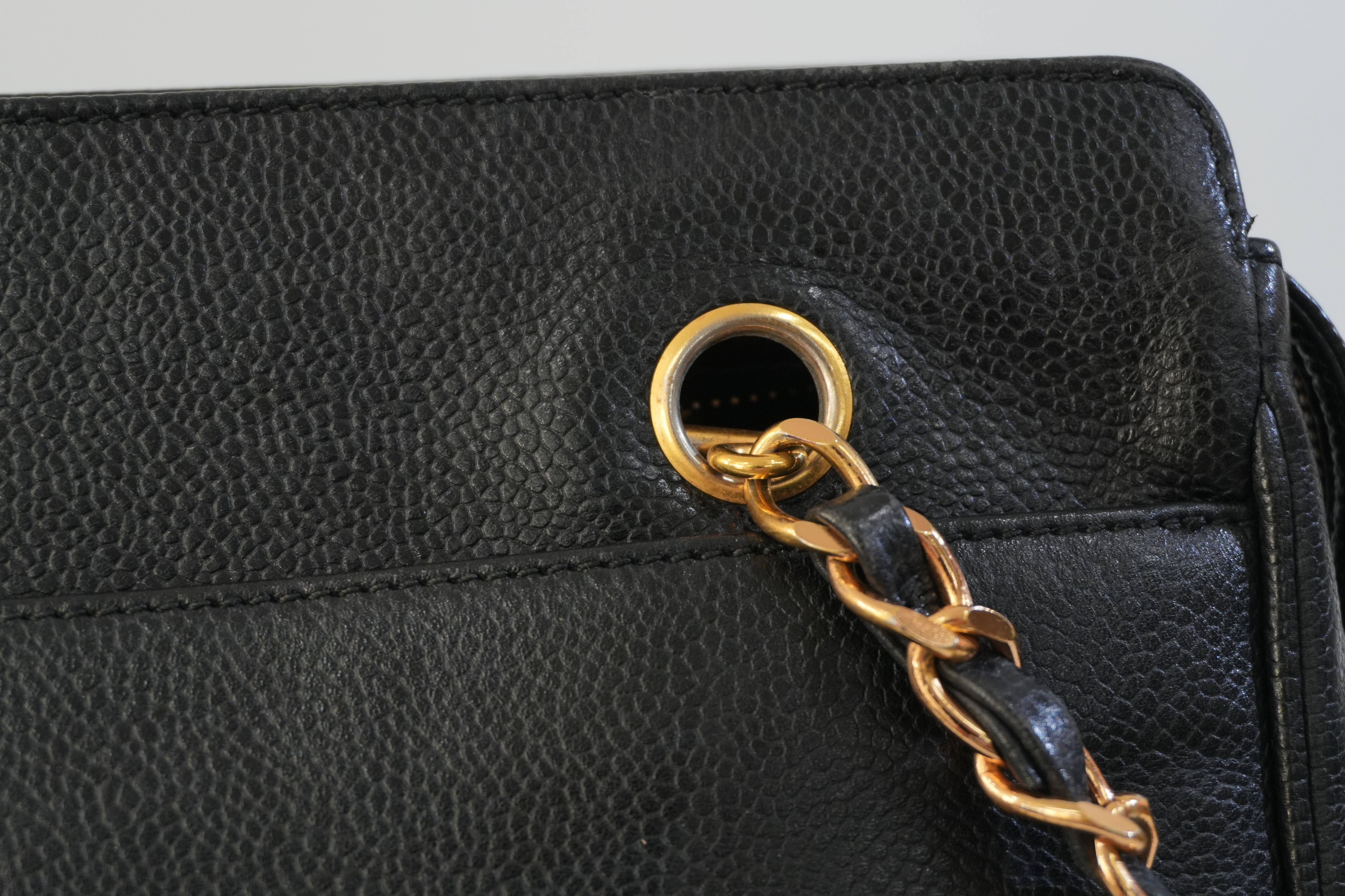 Pre-owned Chanel Caviar Skin Leather Tote Bag Black