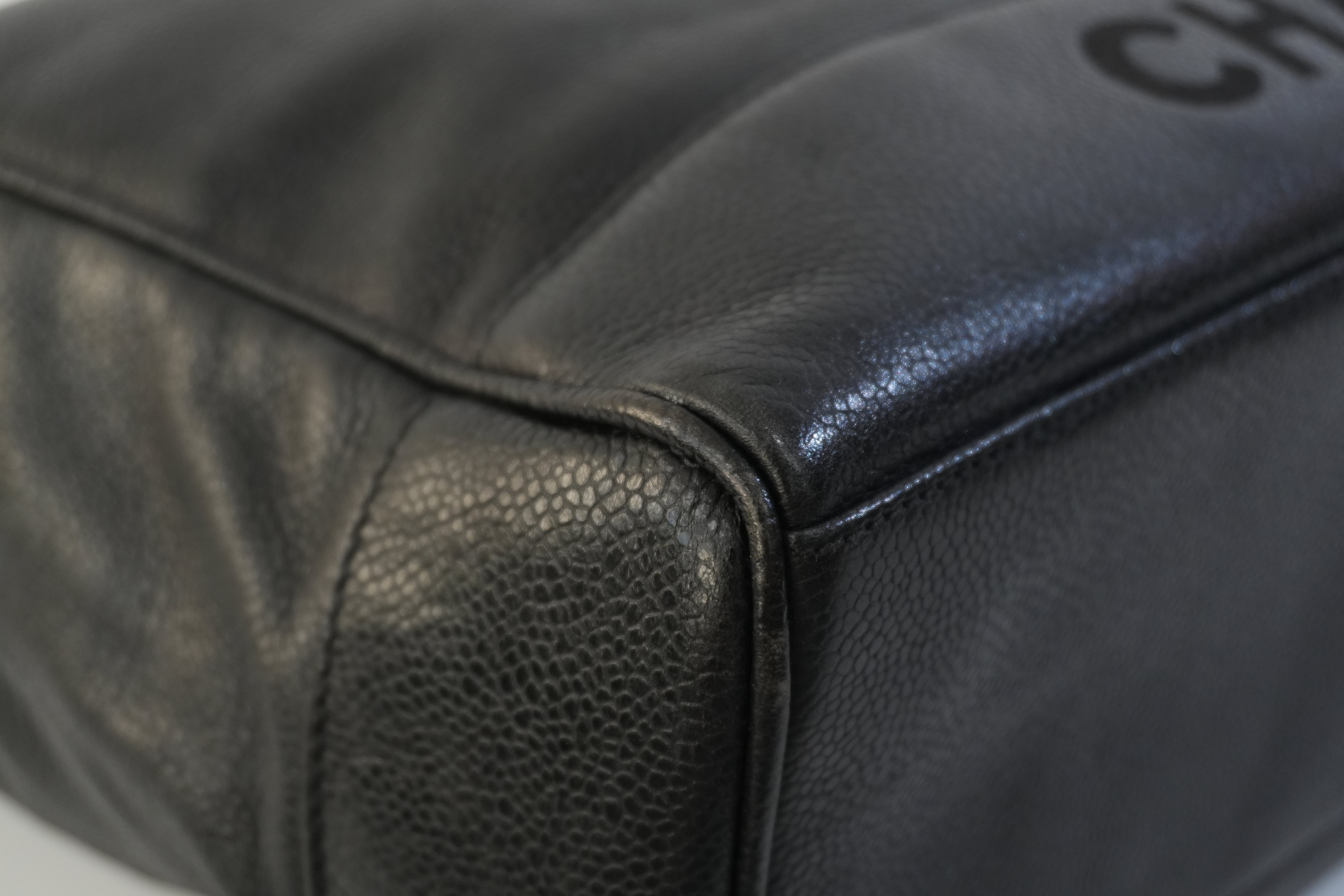 Pre-owned Chanel Caviar Skin Leather Tote Bag Black