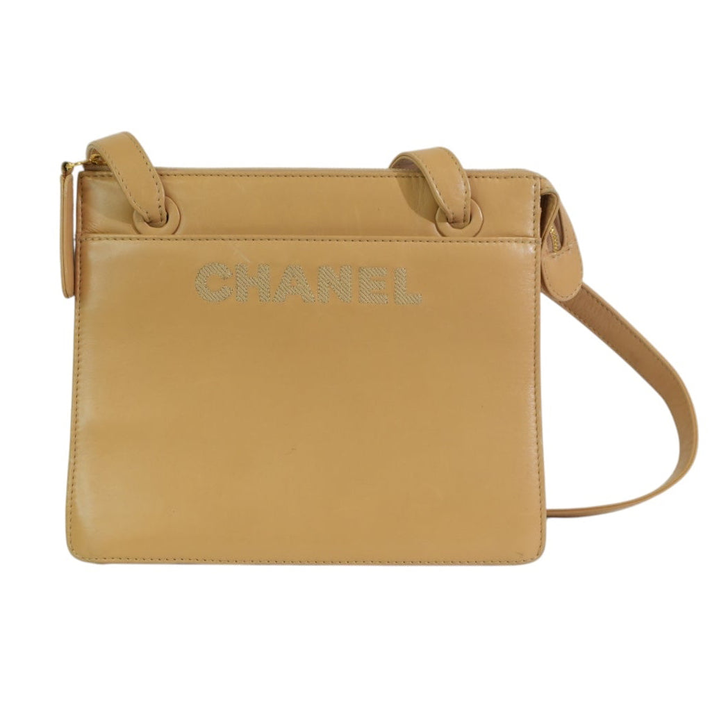 Pre-owned Chanel Lambskin Leather Tote Bag Beige