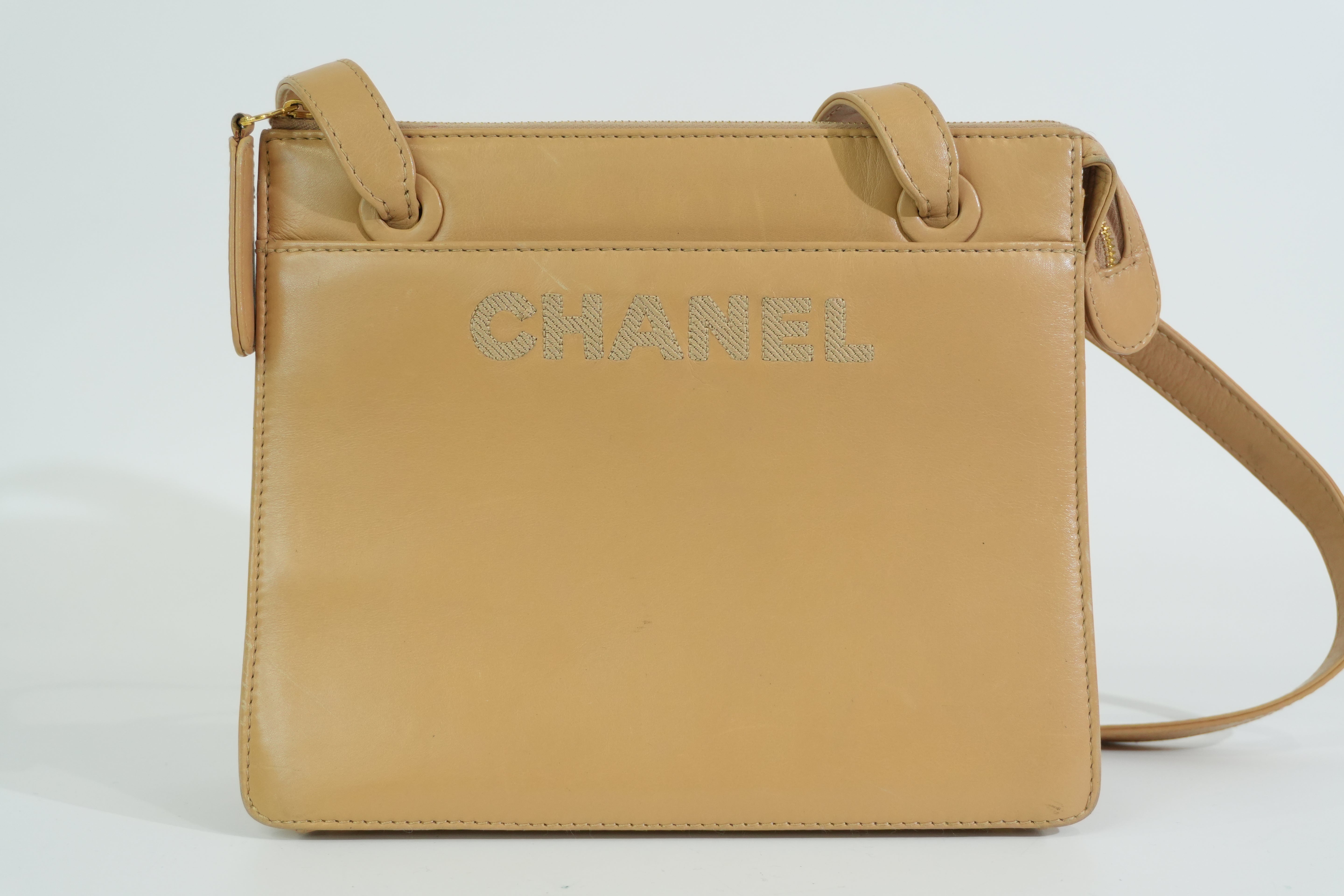 Pre-owned Chanel Lambskin Leather Tote Bag Beige