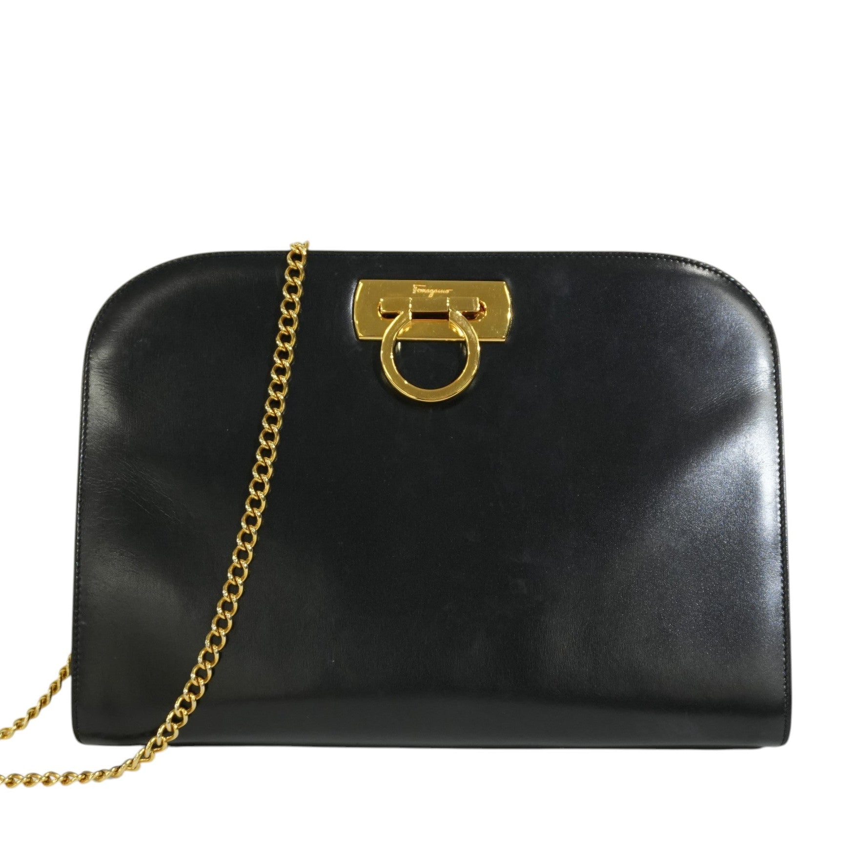 Pre-owned Ferragamo Chain Shoulder Bag Black