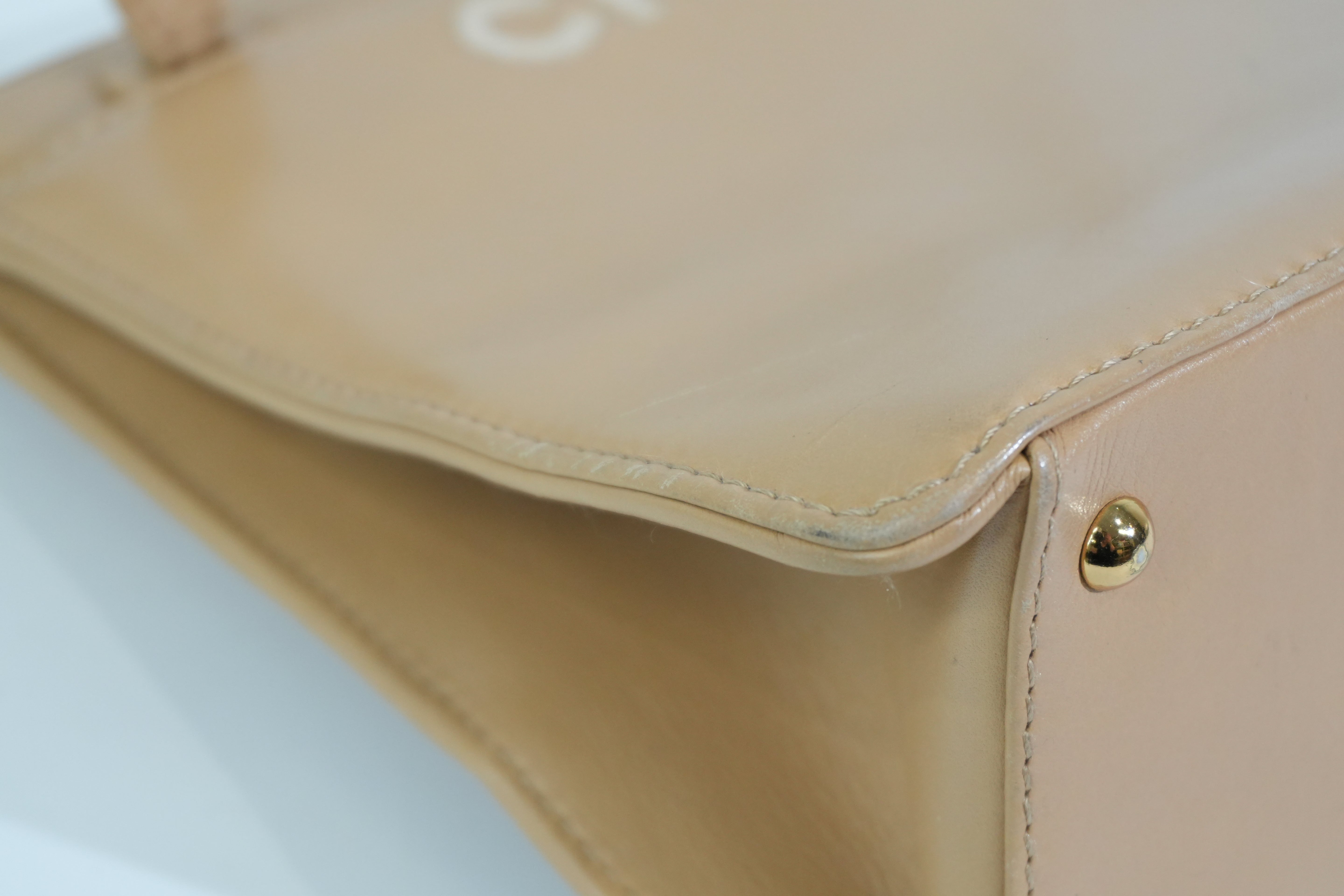 Pre-owned Chanel Lambskin Leather Tote Bag Beige