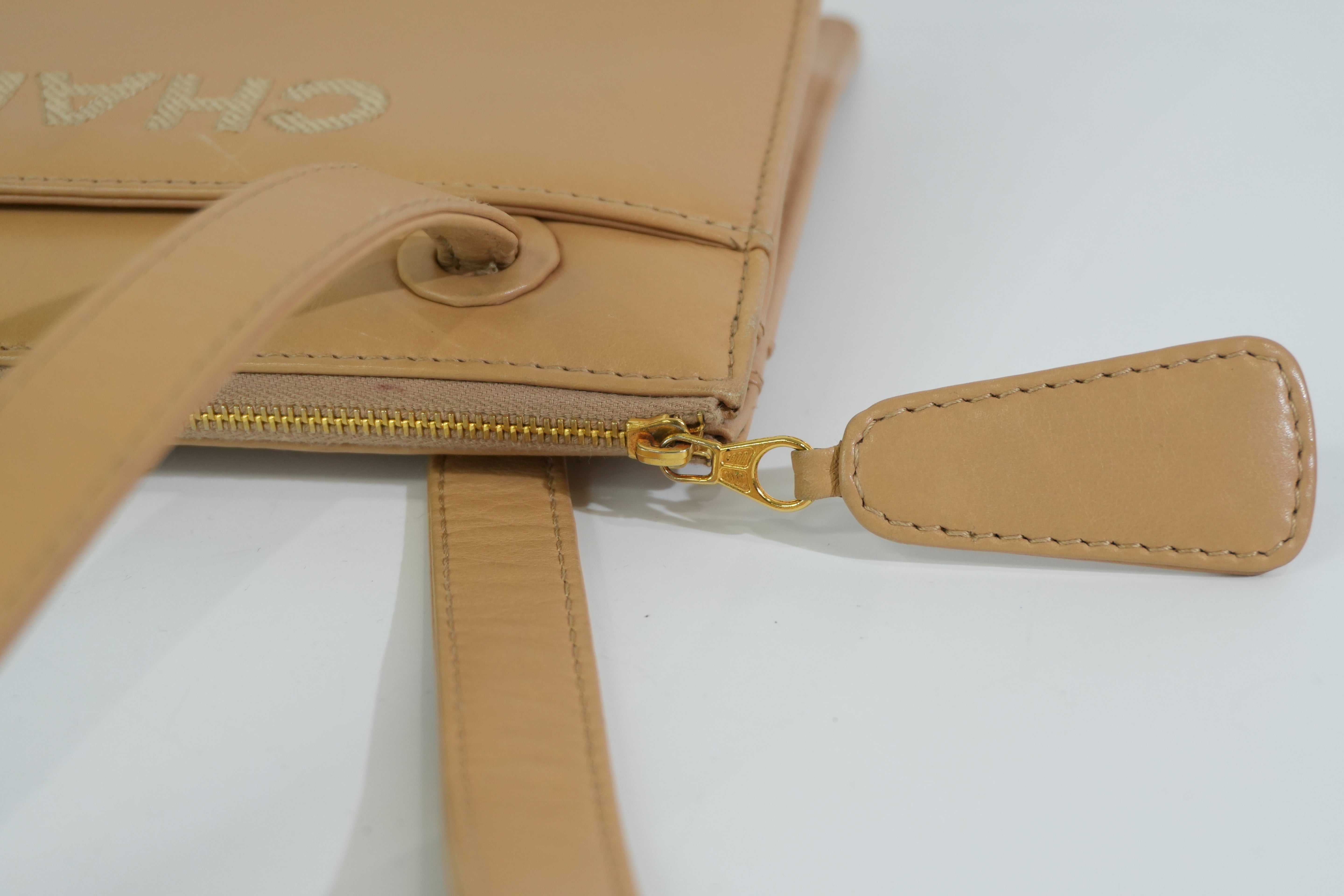 Pre-owned Chanel Lambskin Leather Tote Bag Beige