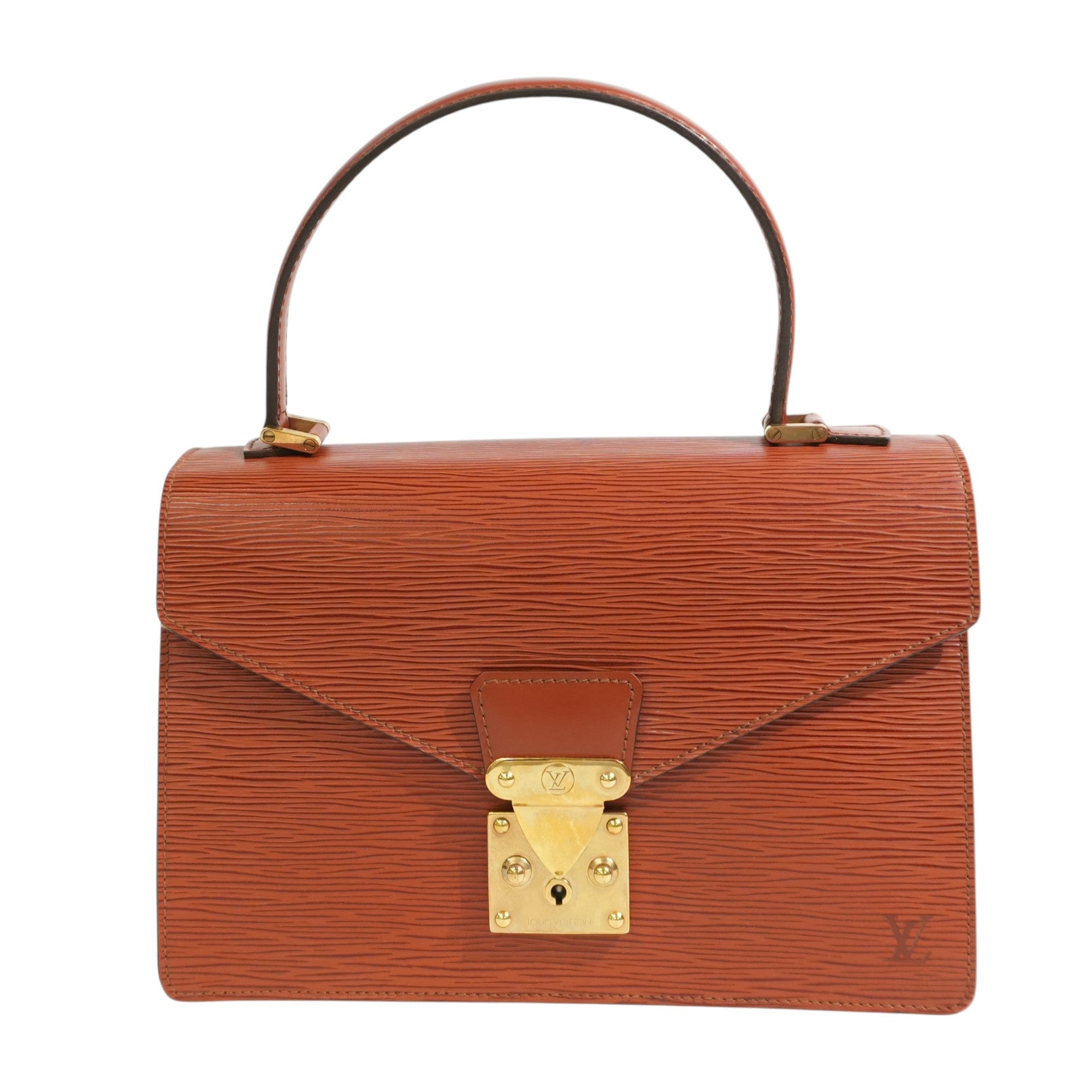 Pre-owned Louis Vuitton Epi Concorde Top Handle Handbag Kenya Brown