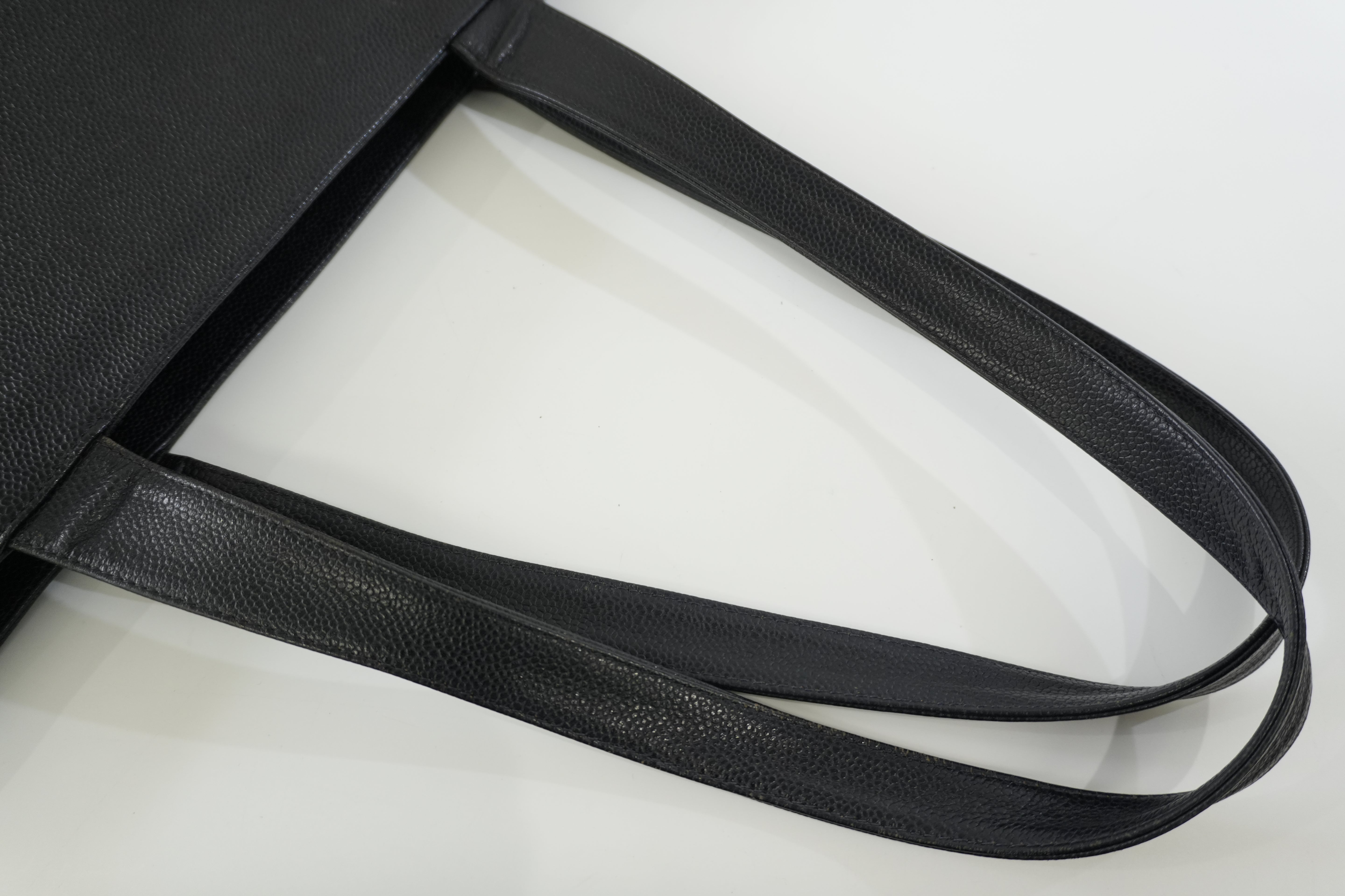 Pre-owned Chanel Caviar Skin Leather Tote Bag Black