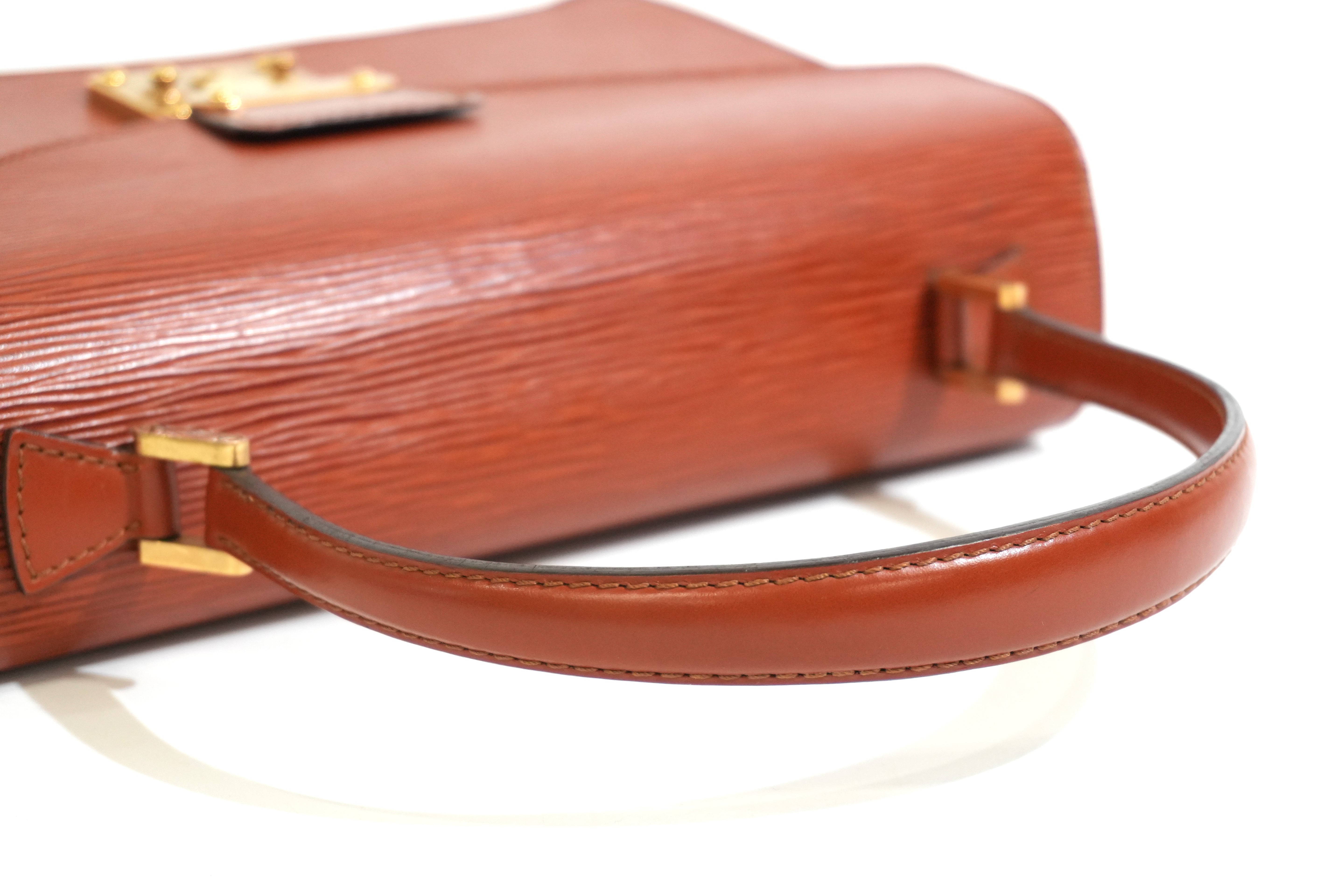 Pre-owned Louis Vuitton Epi Concorde Top Handle Handbag Kenya Brown