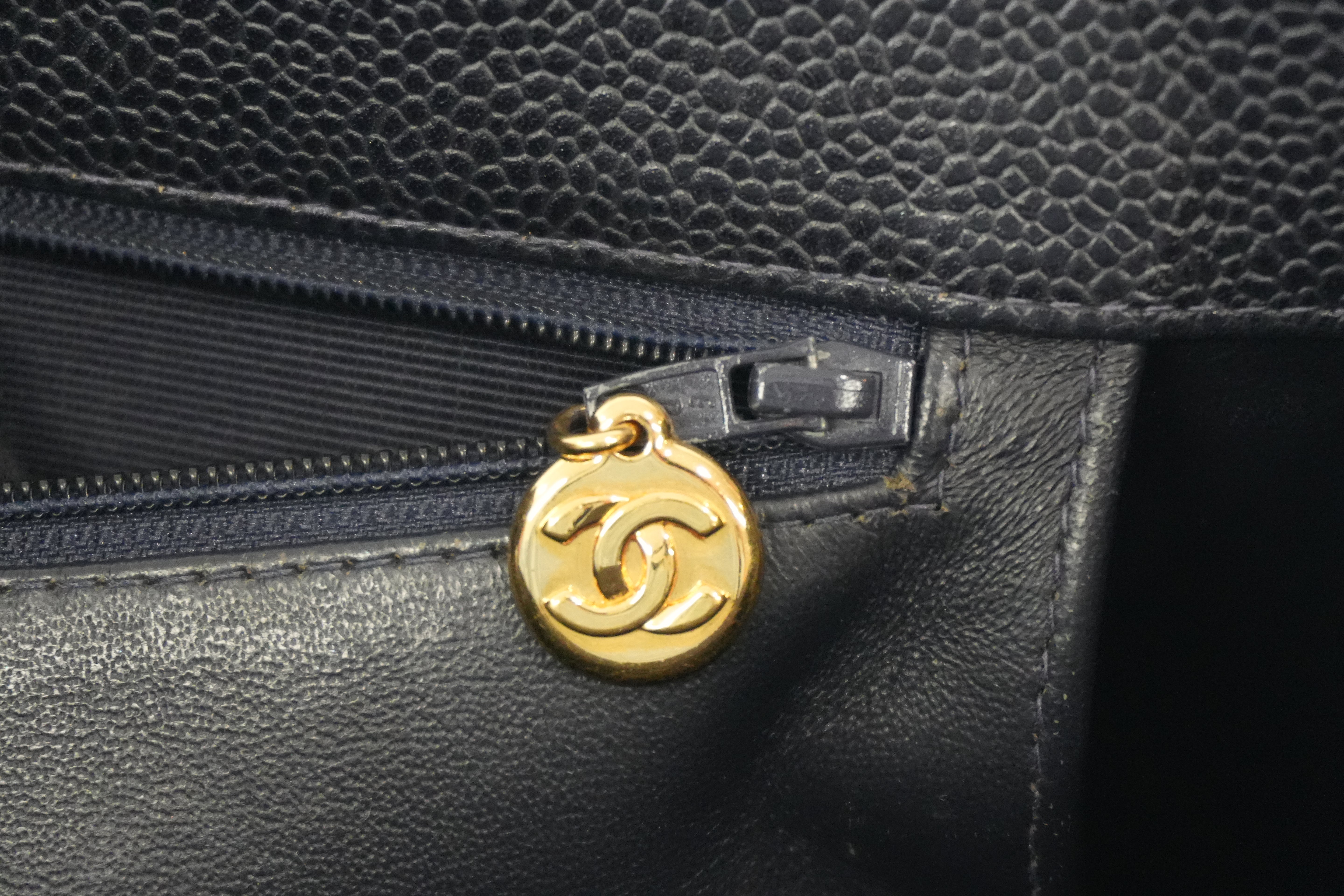 Pre-owned Chanel Caviar Skin Leather Tote Bag Black