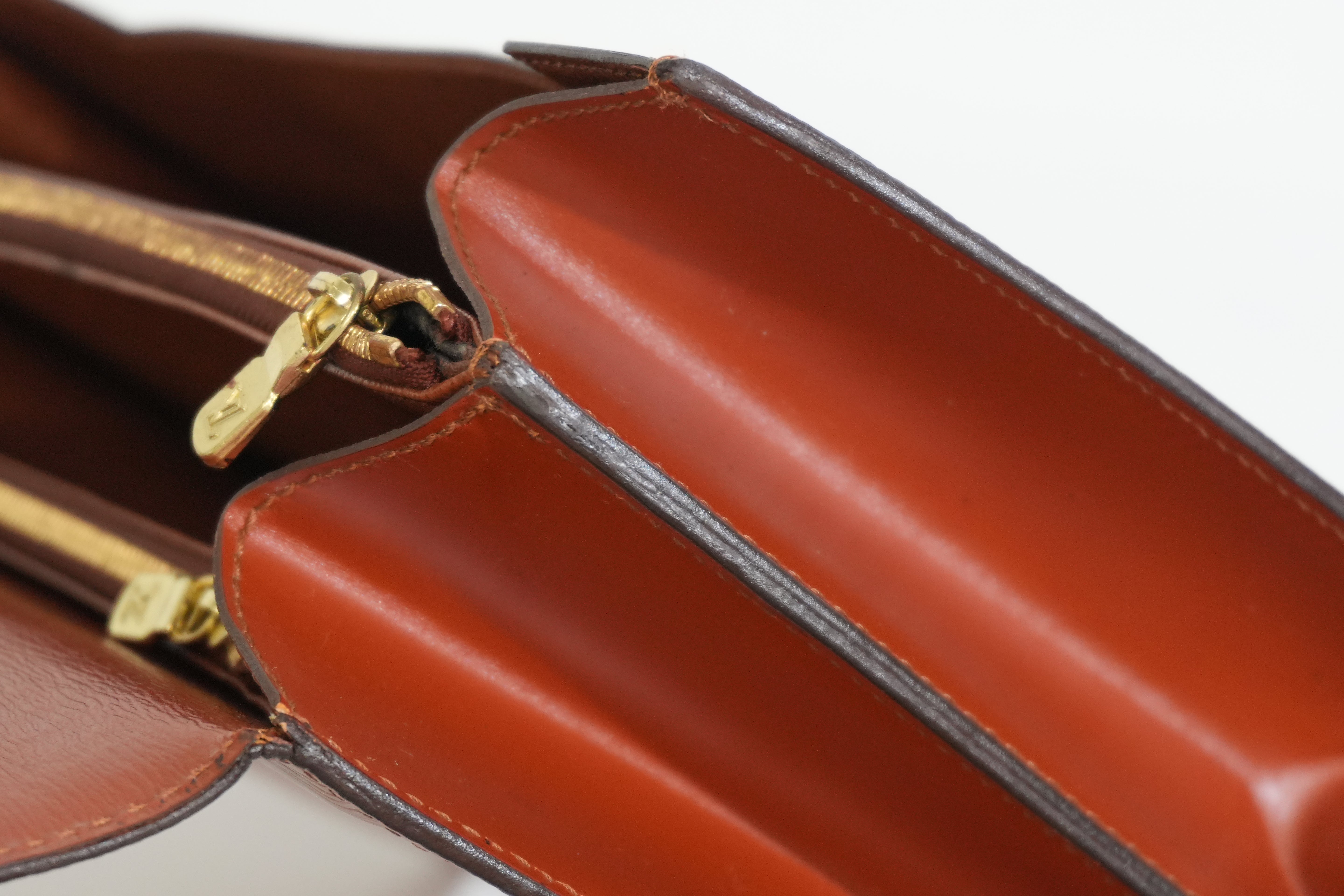 Pre-owned Louis Vuitton Epi Concorde Top Handle Handbag Kenya Brown