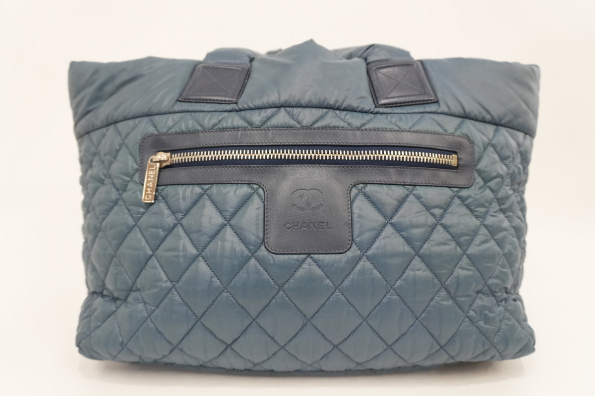 Pre-Owned Chanel Coco Cocoon Tote Bag Blue