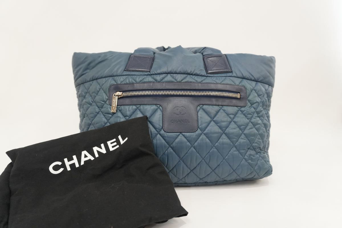 Pre-Owned Chanel Coco Cocoon Tote Bag Blue