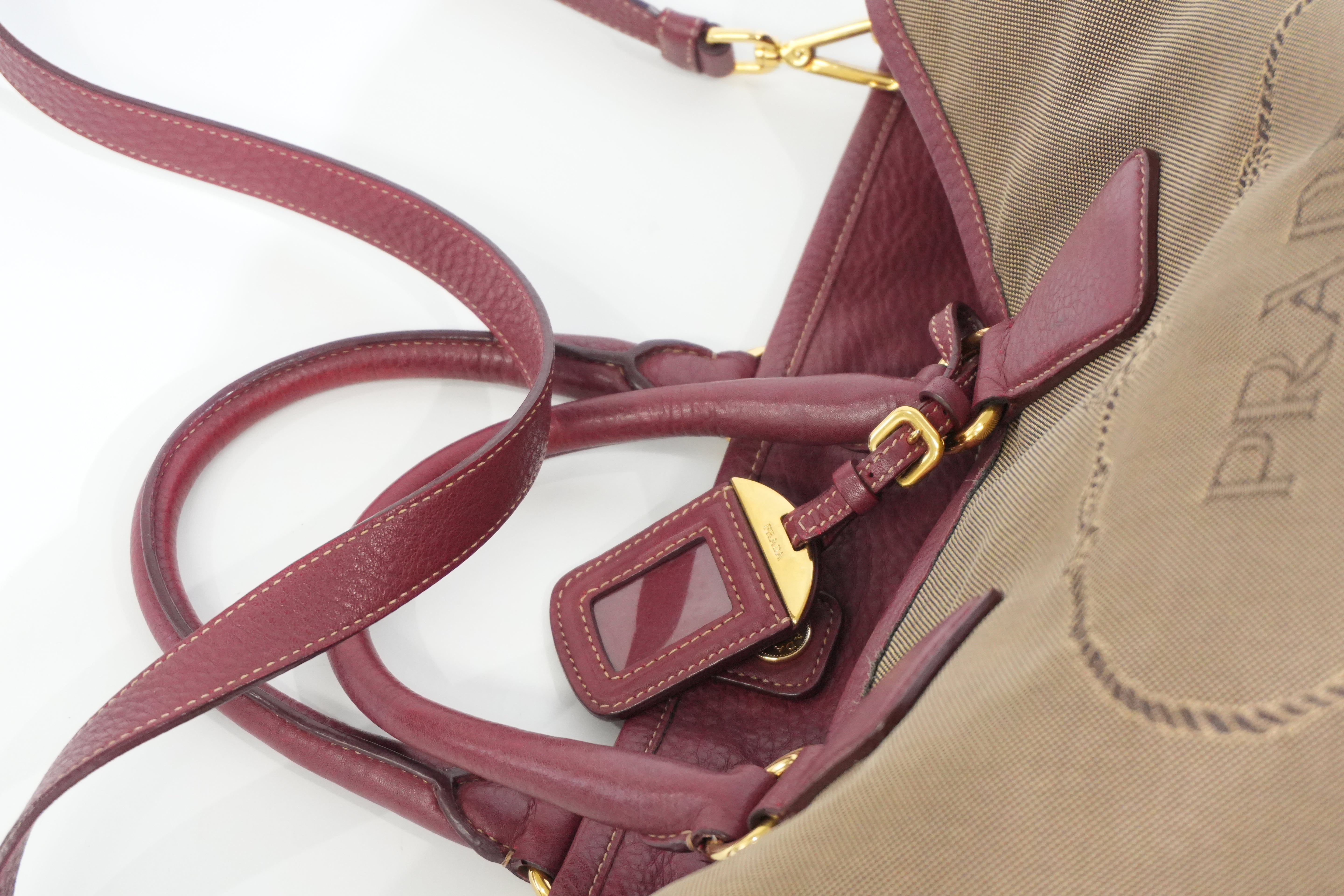 Pre-owned Prada Jacquard Two Way Tote Bag Brown