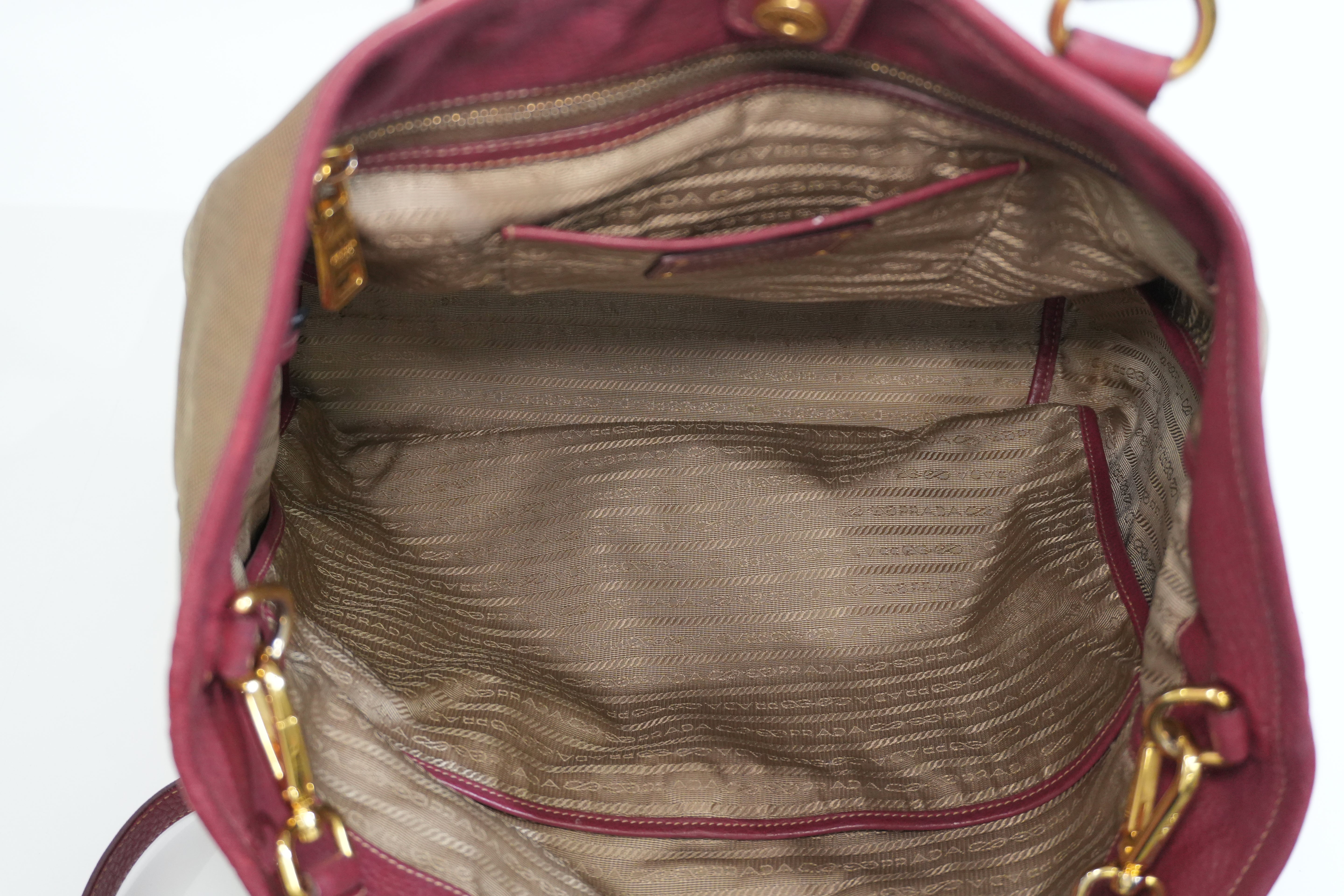 Pre-owned Prada Jacquard Two Way Tote Bag Brown