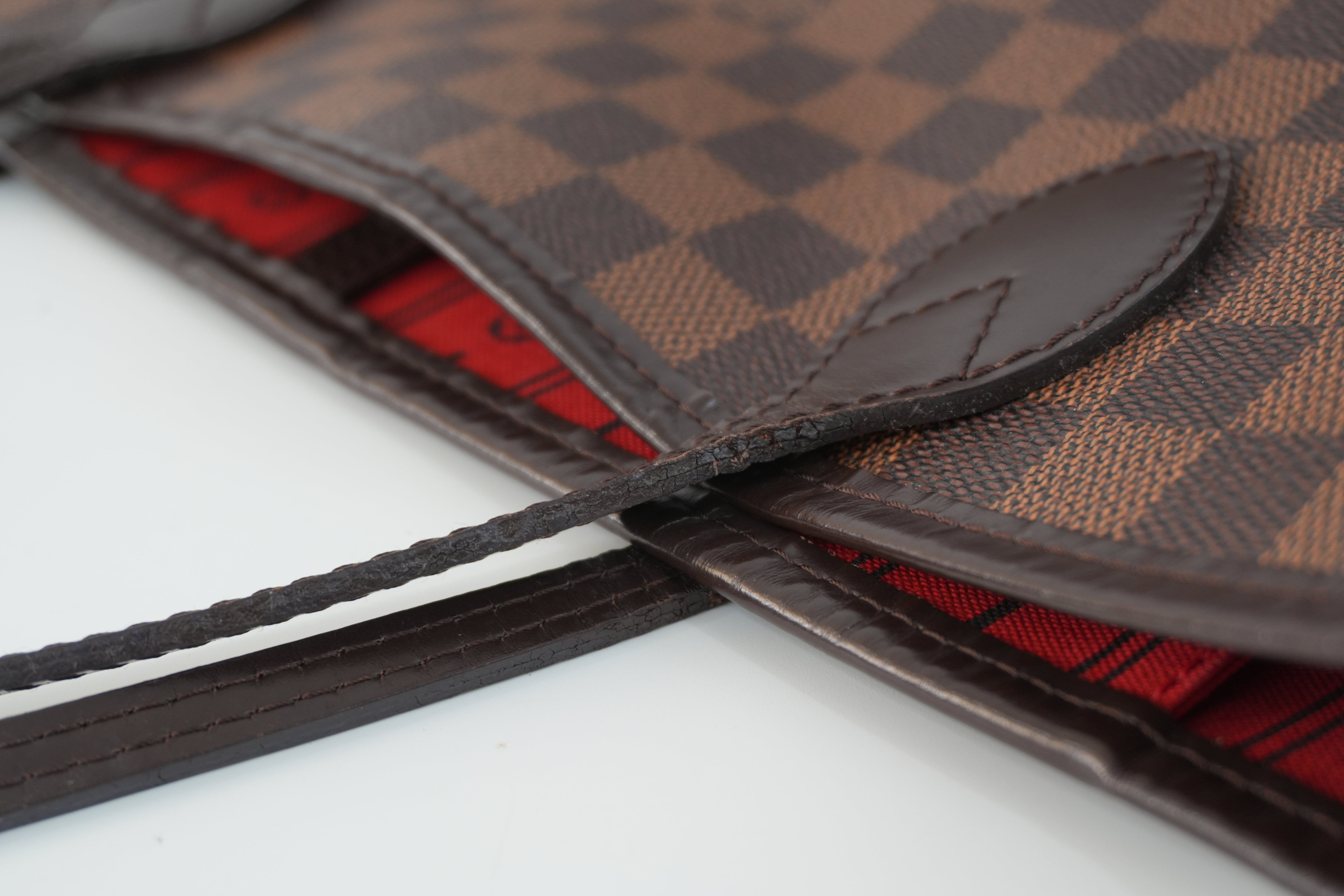 Louis Vuitton Damier Ebene Neverfull MM Shoulder Tote Bag Used