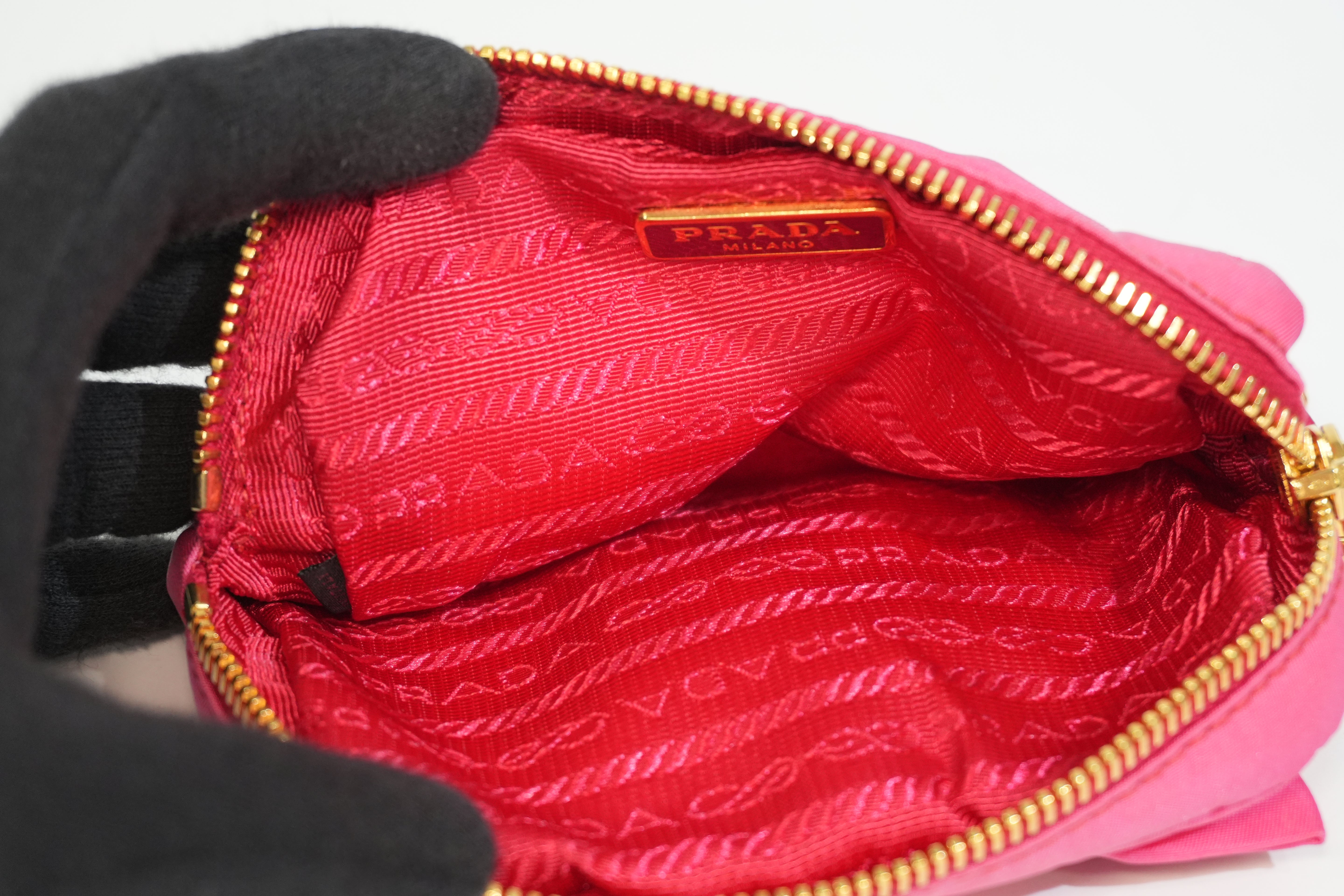 Pre-owned Prada Small Ribbon Pouch Pink
