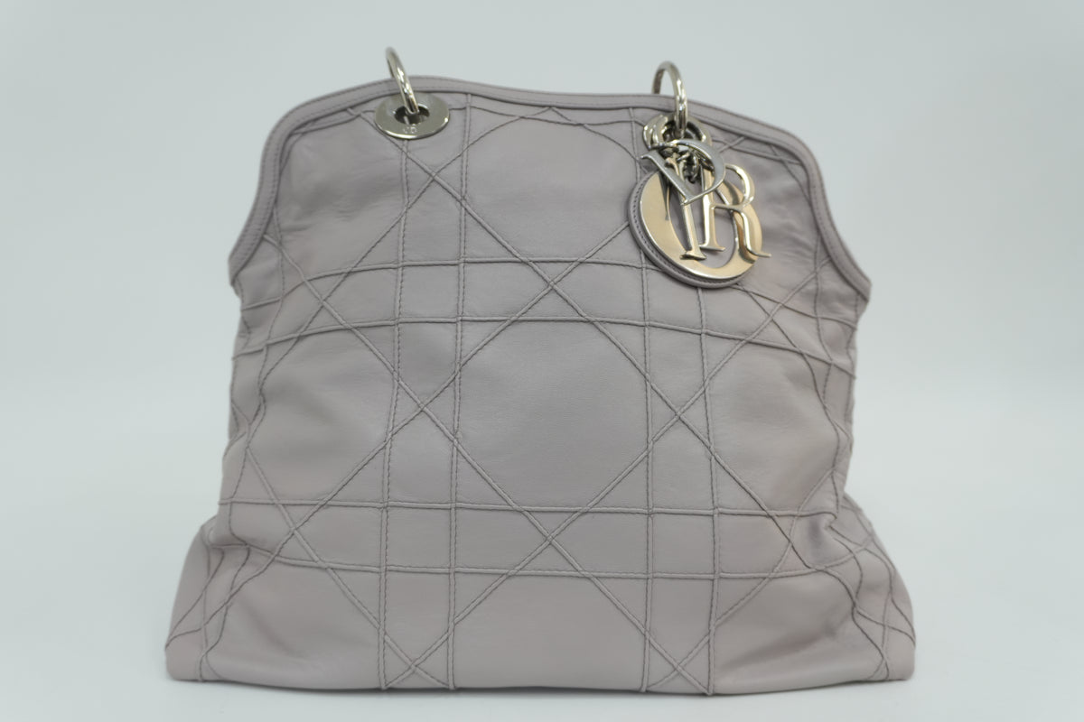 Pre-Owned Dior Cannage Quilted Granville Handbag Purple