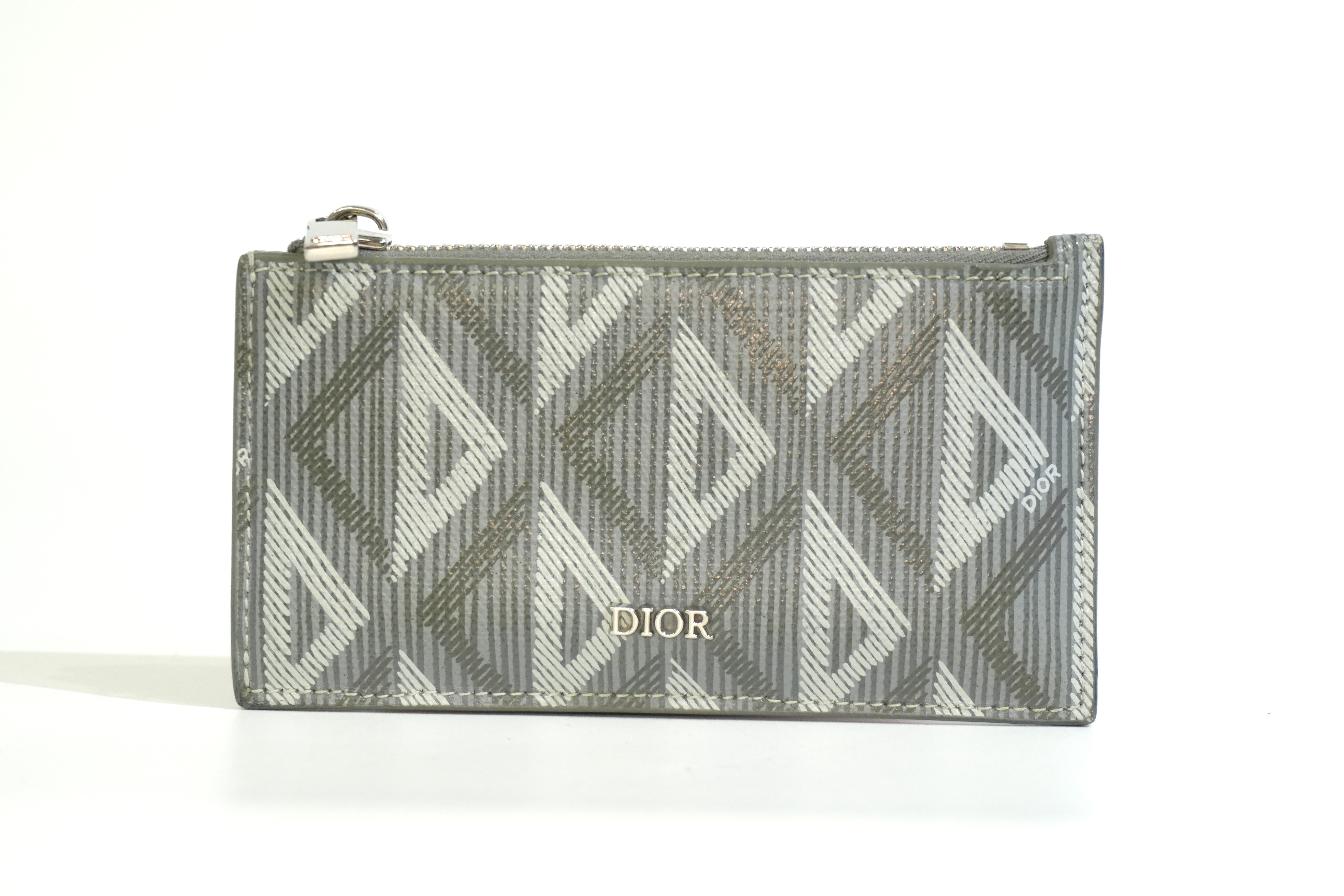 Pre-owned Dior Card and Coin Case Gray