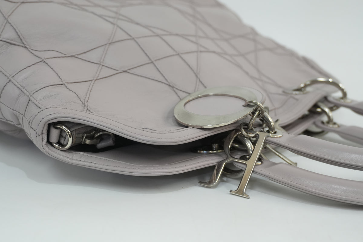 Pre-Owned Dior Cannage Quilted Granville Handbag Purple