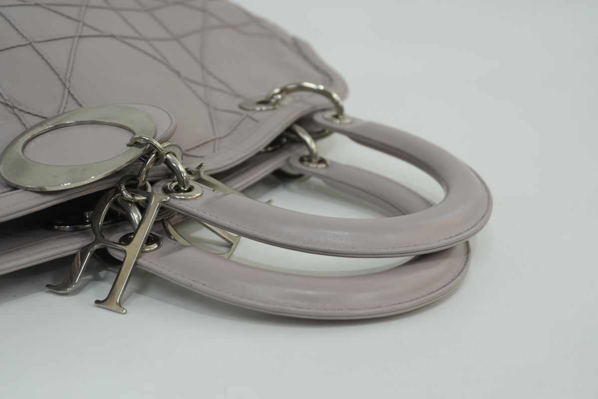 Pre-Owned Dior Cannage Quilted Granville Handbag Purple