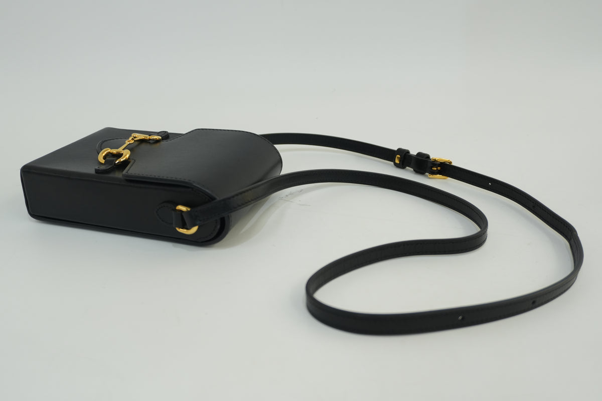 Pre-Owned Gucci Horsebit Vertical Crossbody Bag Black