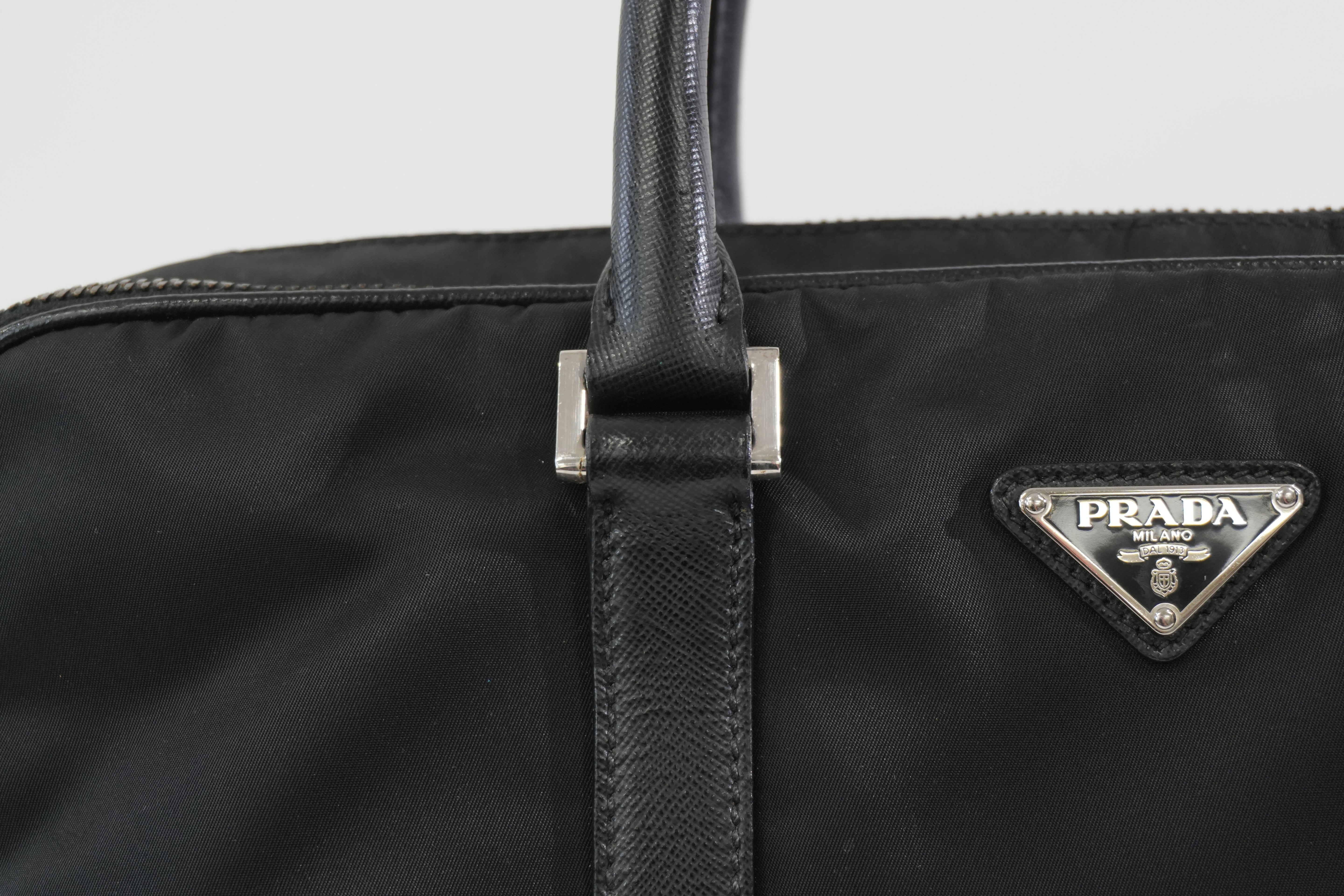 Pre-owned Prada Nylon Two Way Laptop Shoulder Bag Black