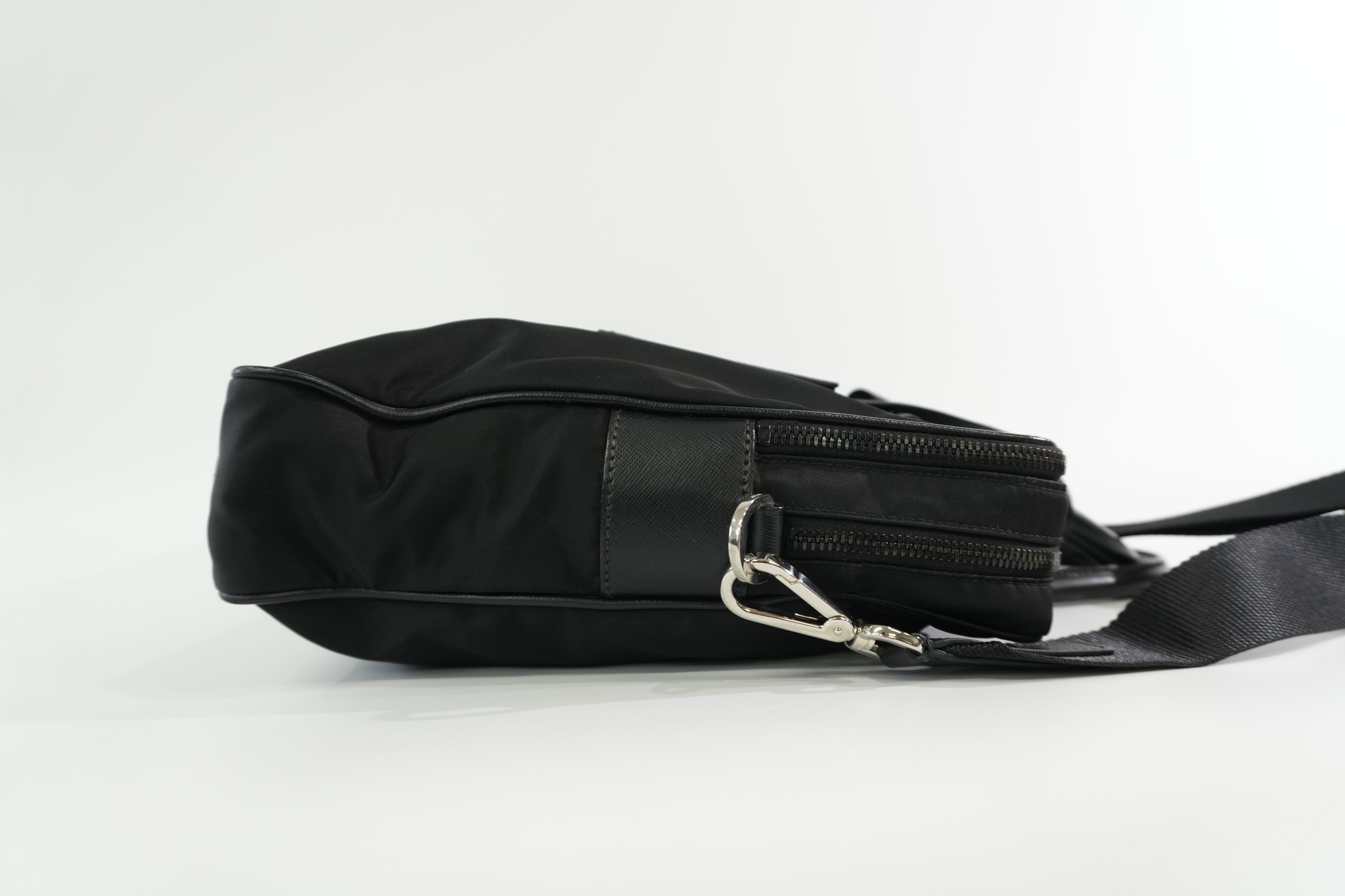Pre-owned Prada Nylon Two Way Laptop Shoulder Bag Black