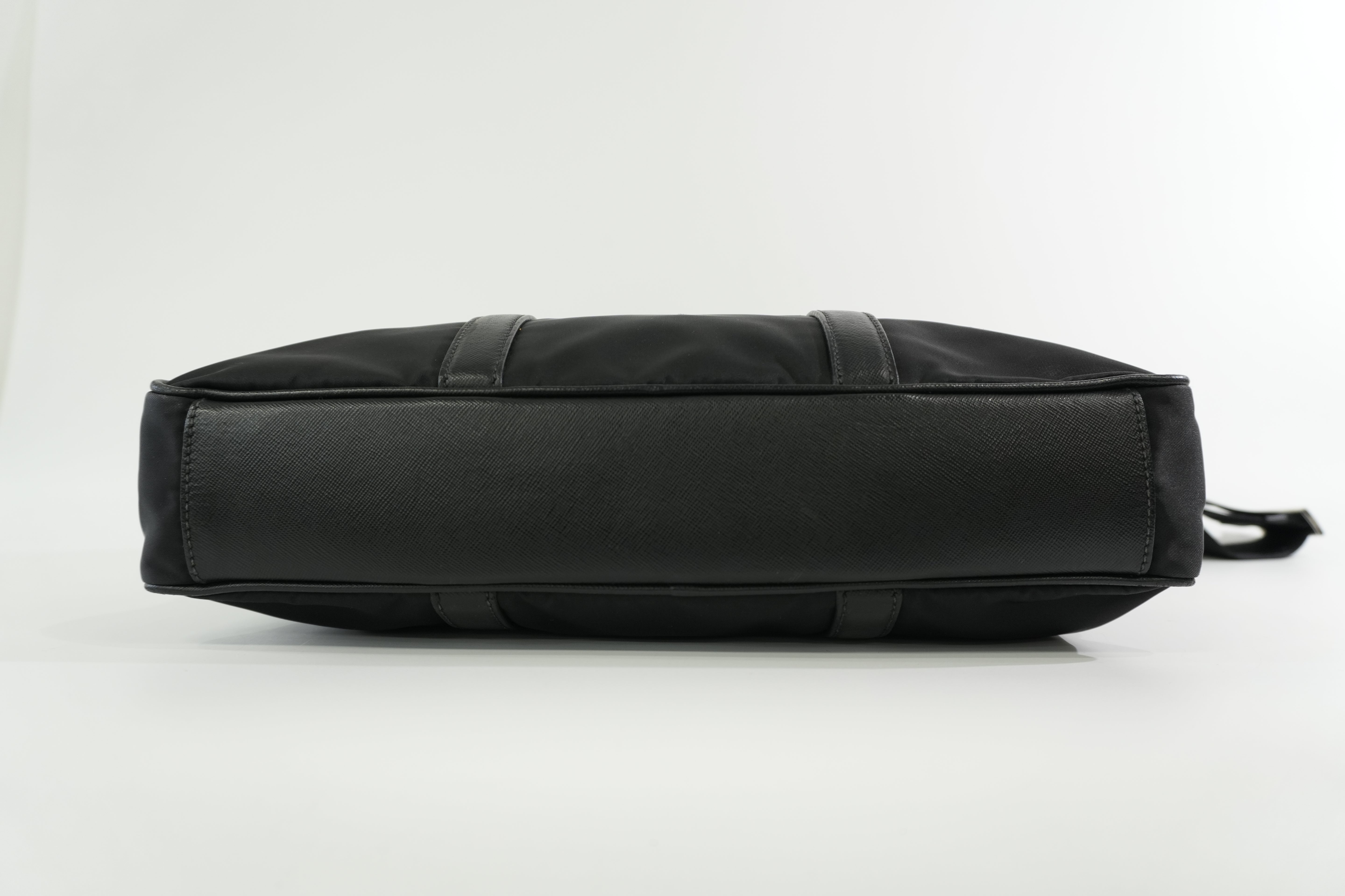 Pre-owned Prada Nylon Two Way Laptop Shoulder Bag Black