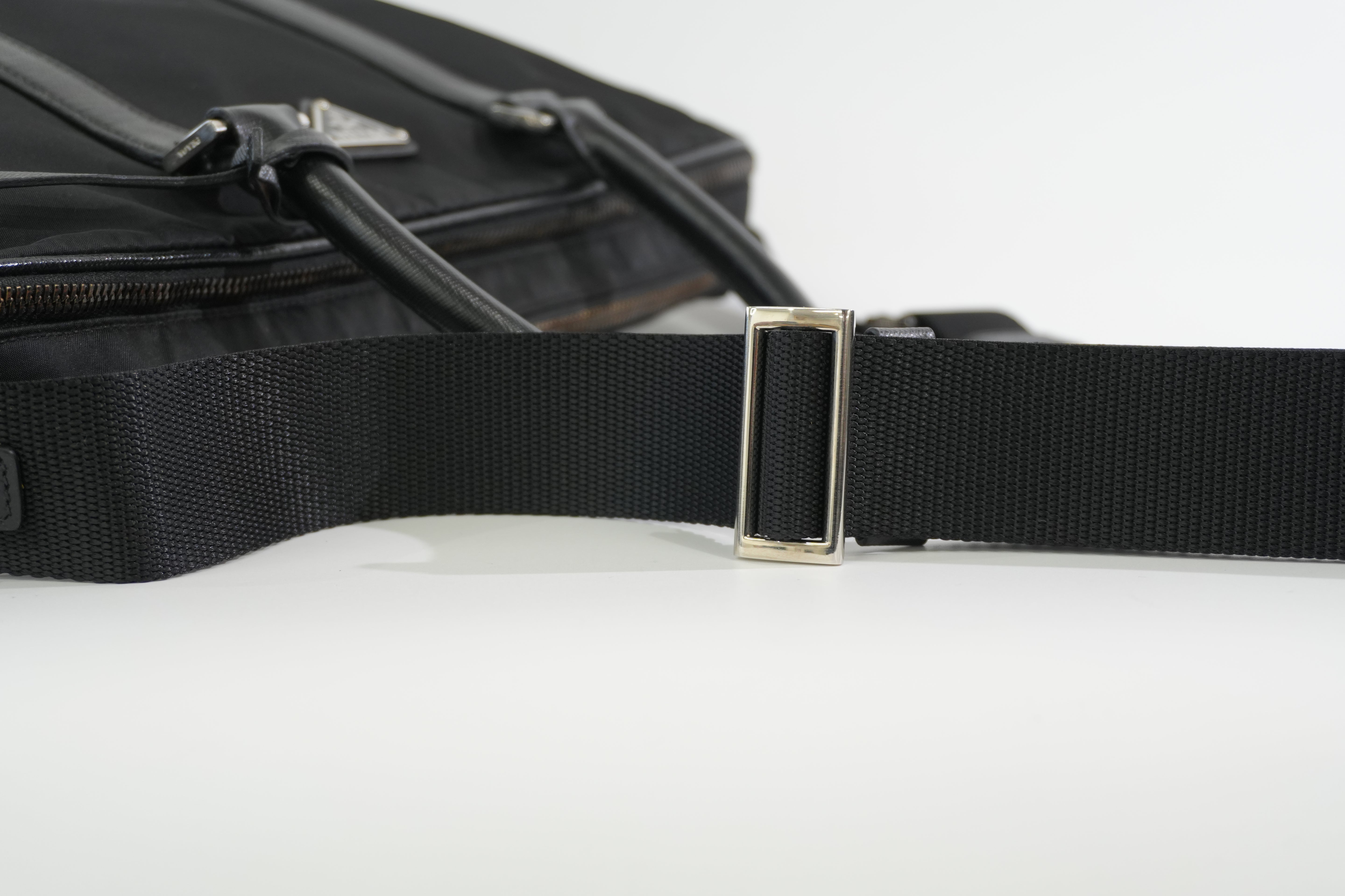 Pre-owned Prada Nylon Two Way Laptop Shoulder Bag Black