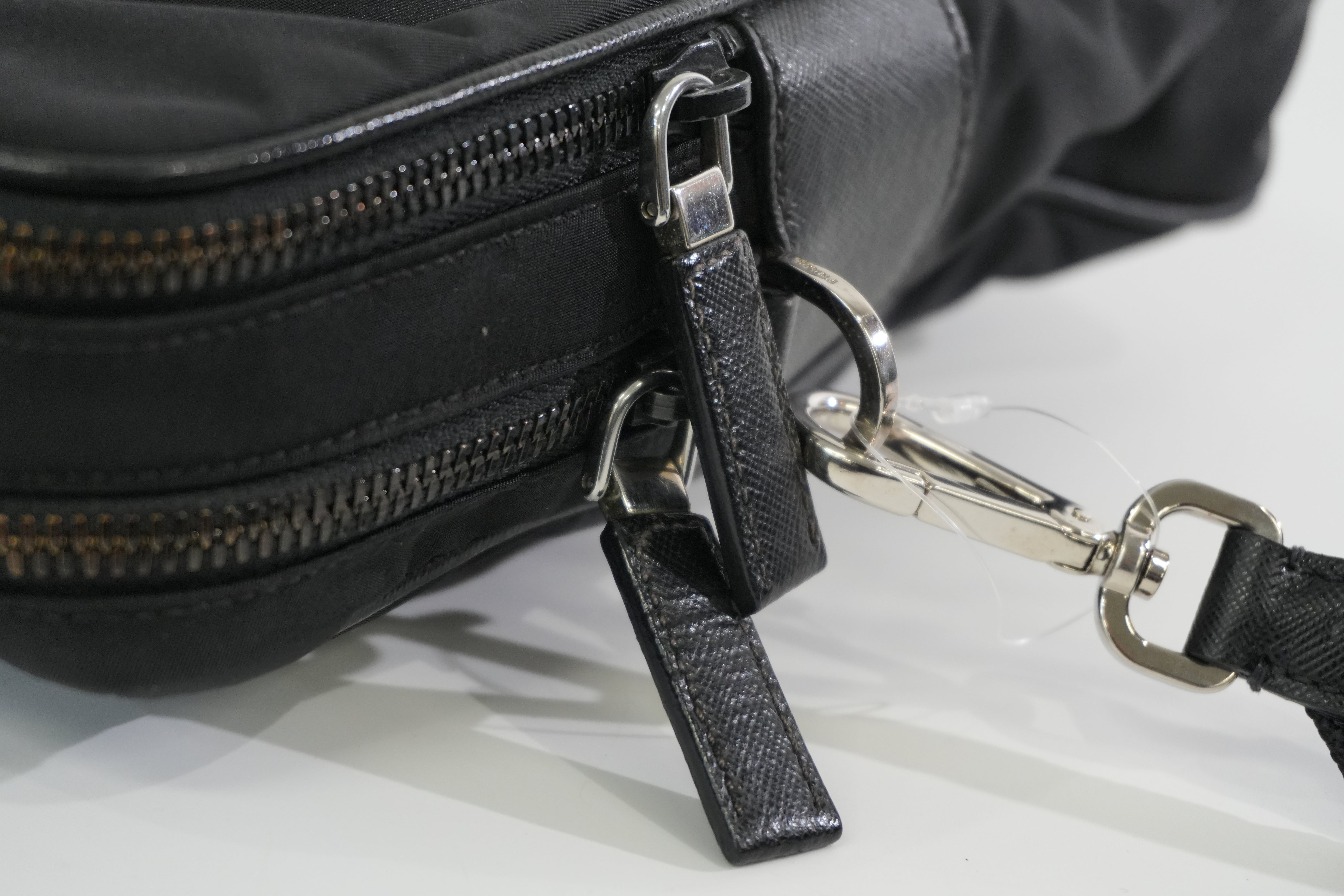 Pre-owned Prada Nylon Two Way Laptop Shoulder Bag Black