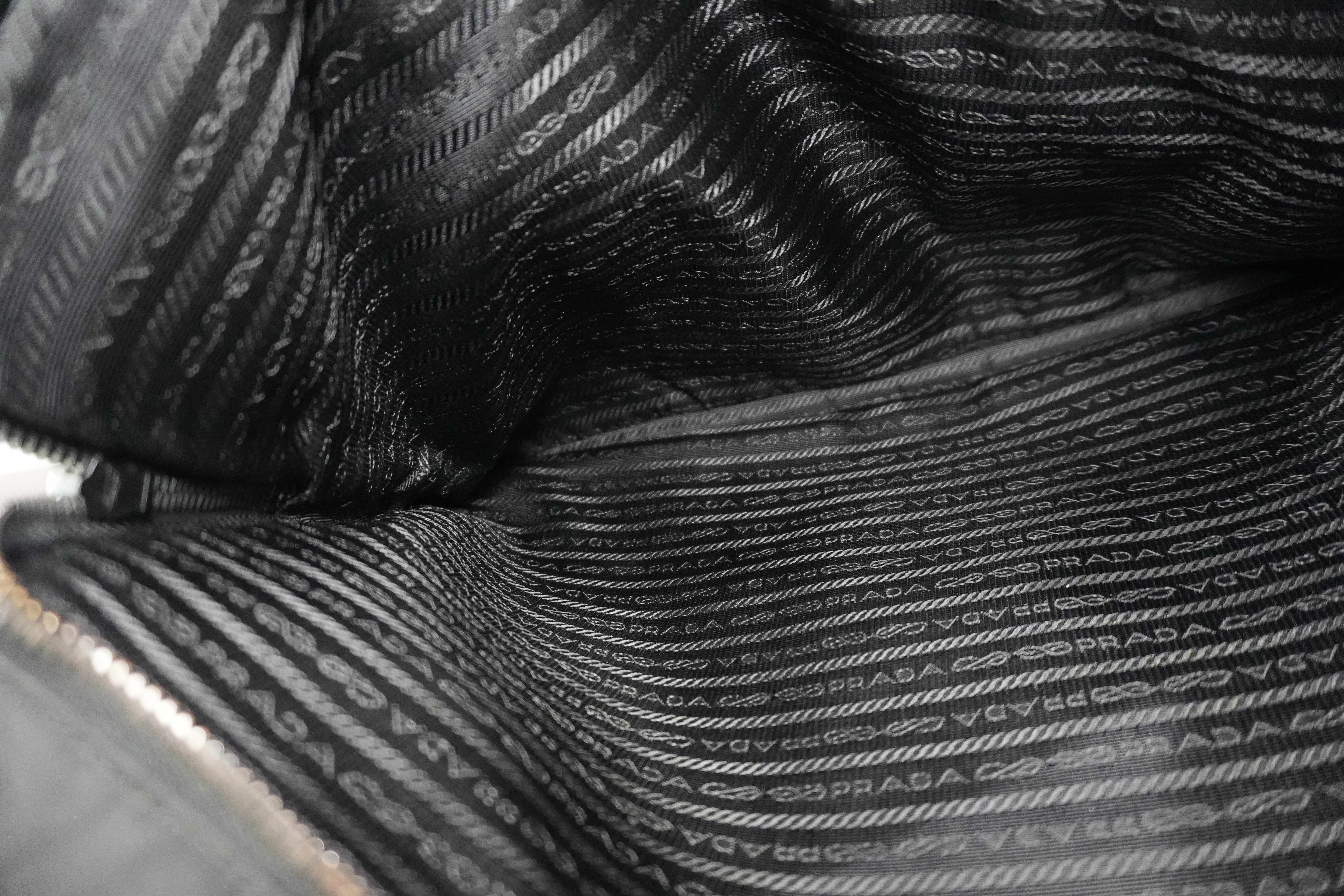 Pre-owned Prada Nylon Two Way Laptop Shoulder Bag Black