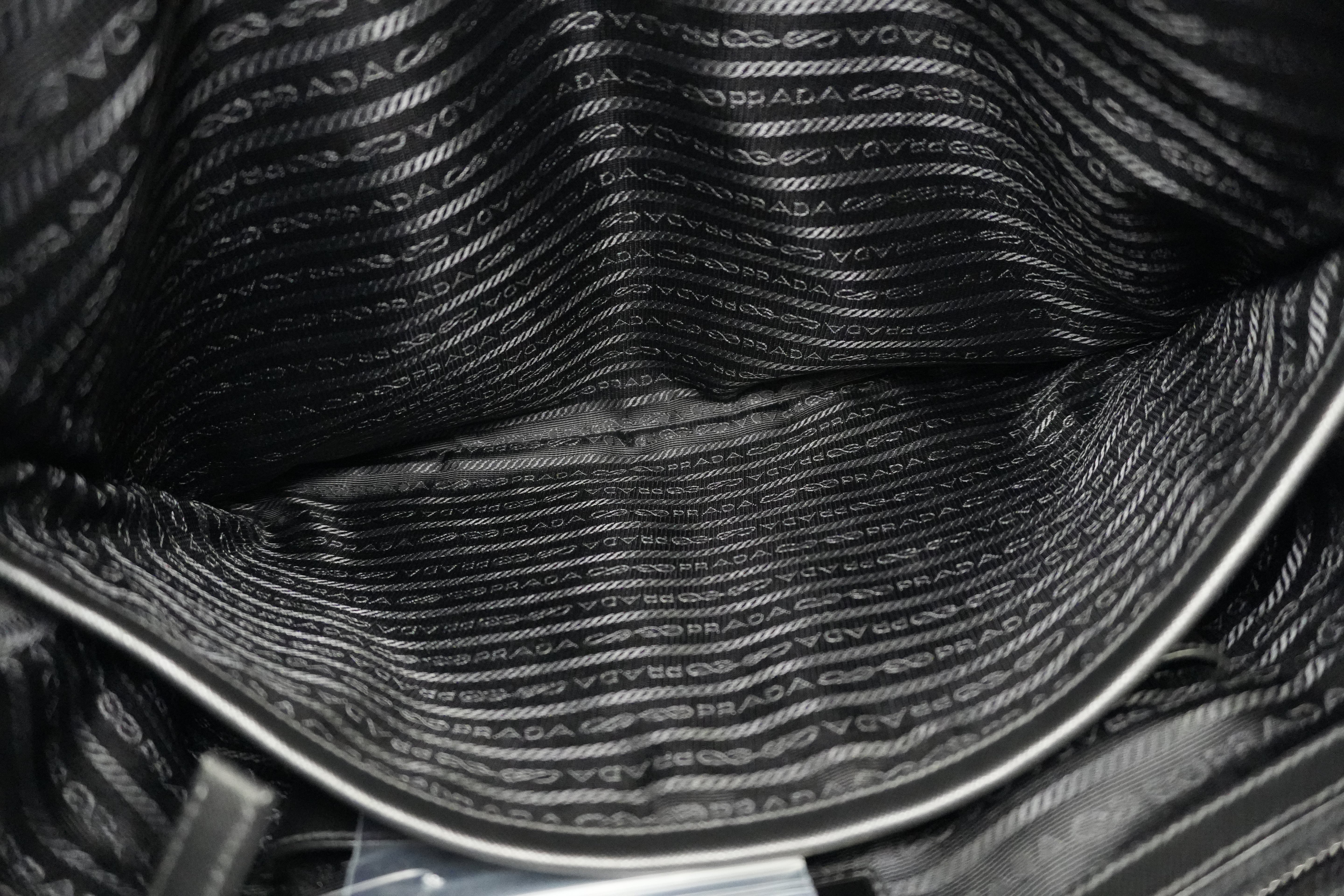 Pre-owned Prada Nylon Two Way Laptop Shoulder Bag Black