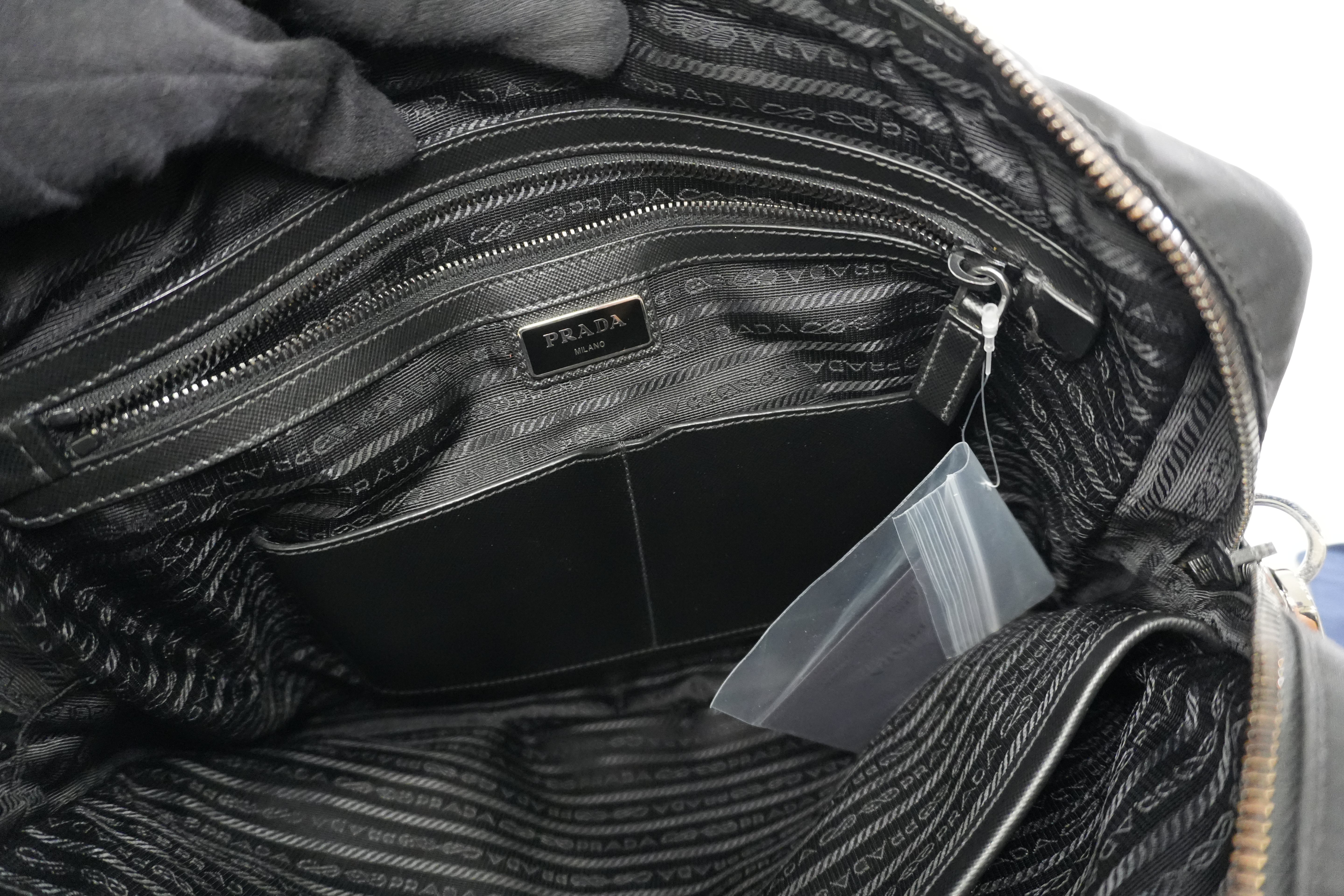 Pre-owned Prada Nylon Two Way Laptop Shoulder Bag Black