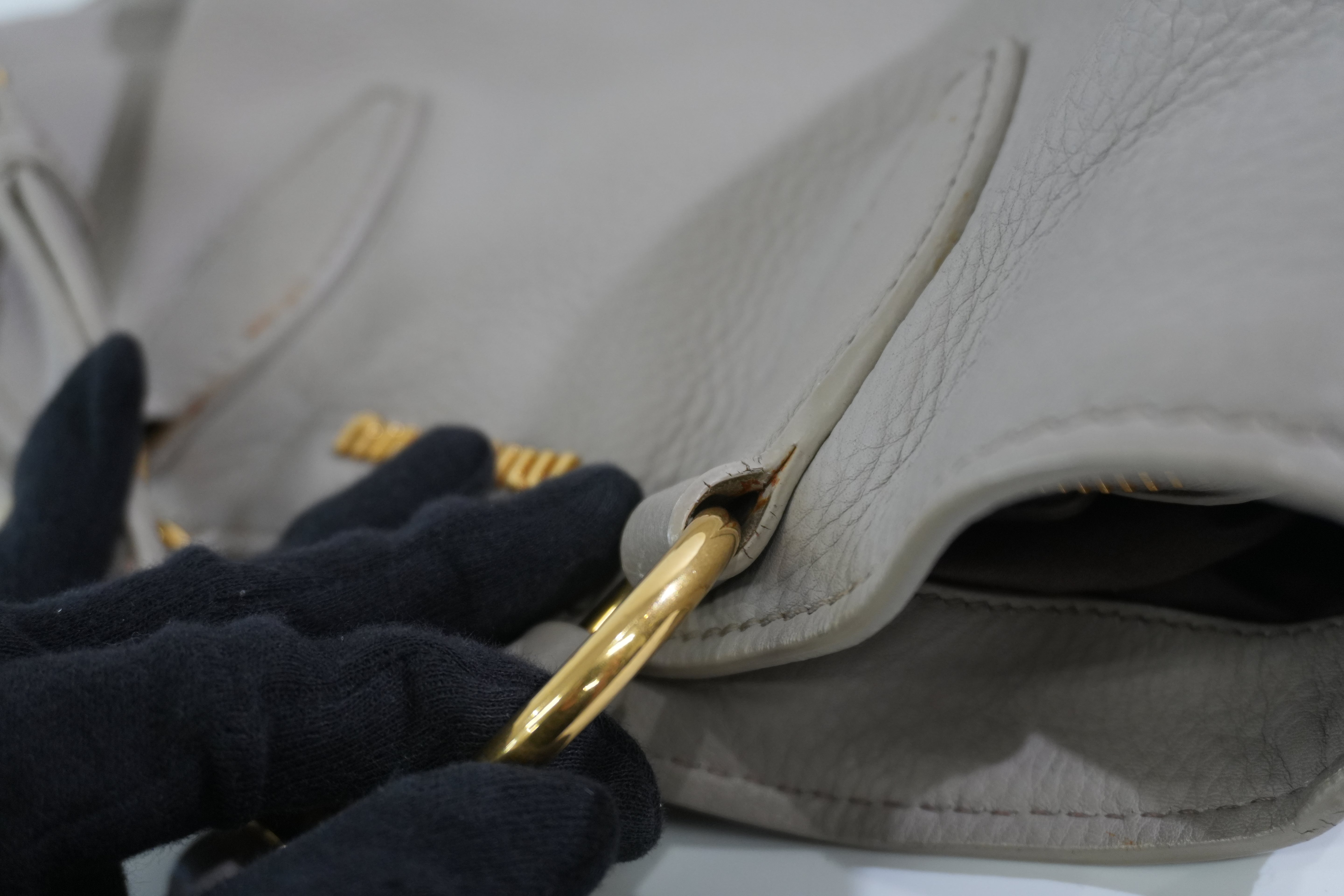 Pre-owned Miumiu Leather Two Way Tote Bag Gray