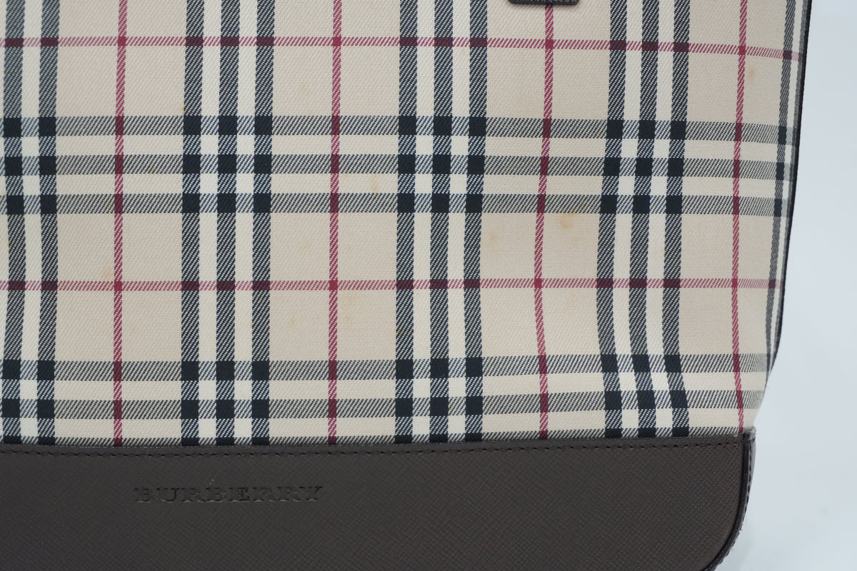 Pre-Owned Burberry Nova Check Tote Bag Beige and Brown