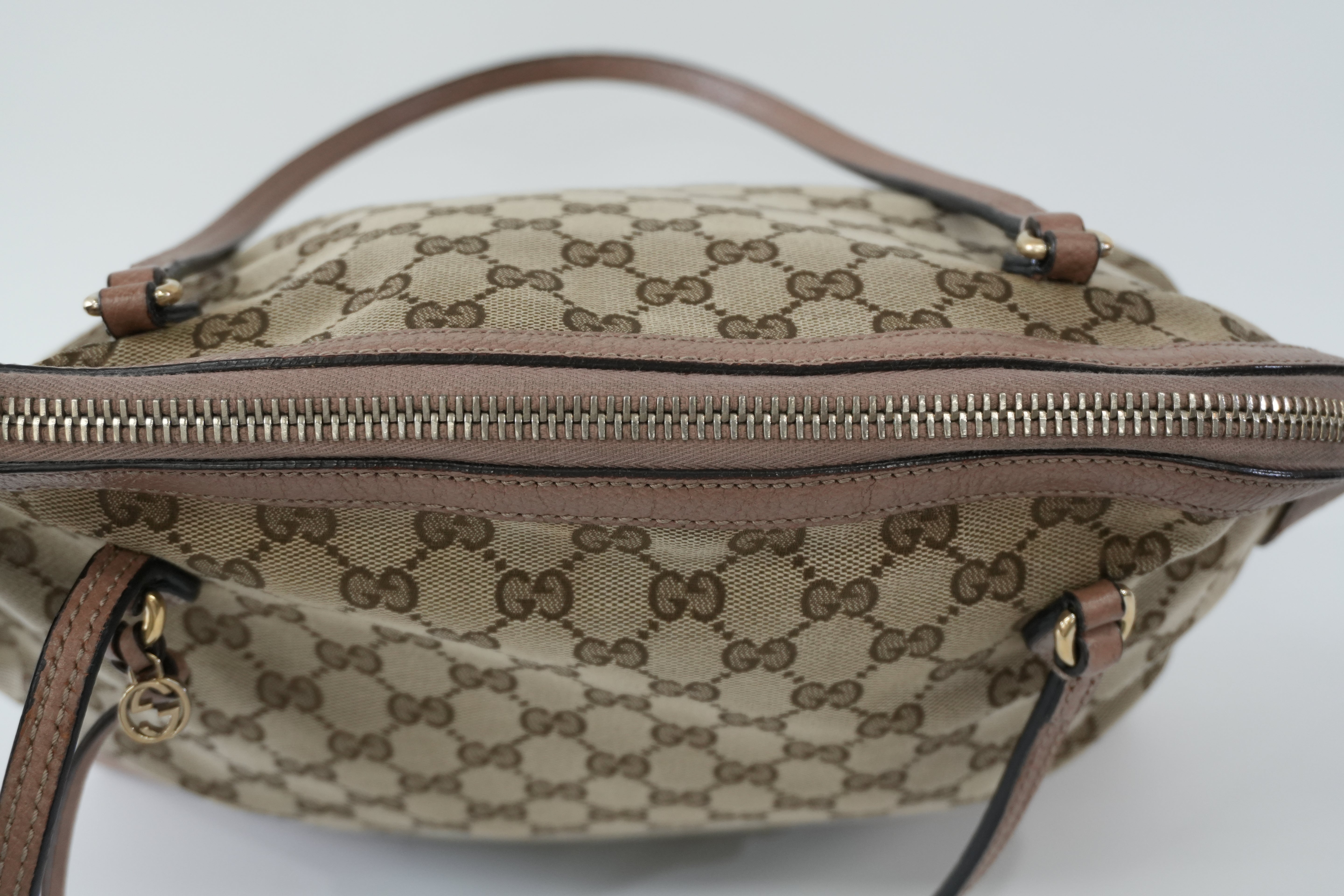 Pre-owned Gucci Fabric Canvas Guccisima Tote Bag Pink