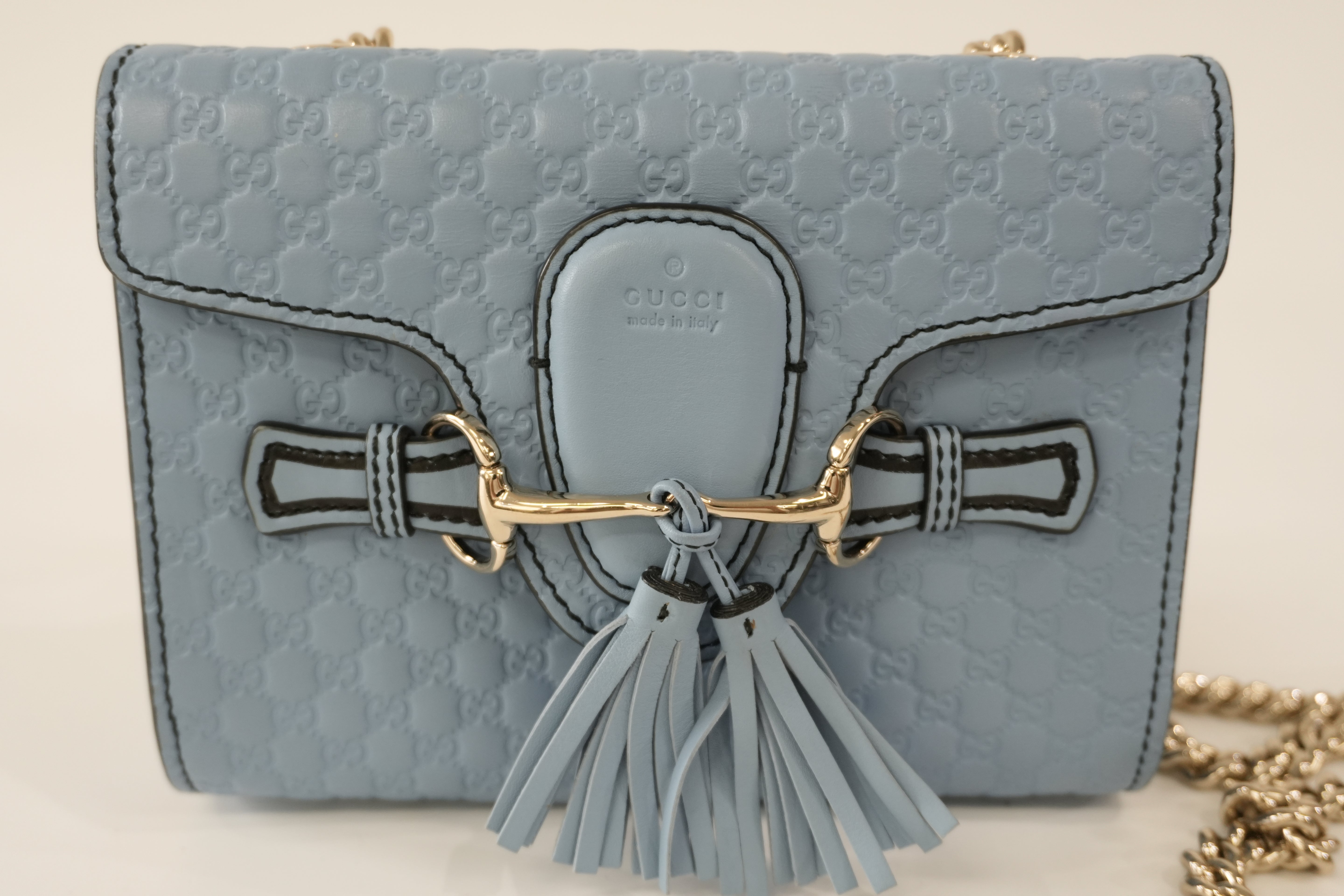 Pre-owned Gucci Micro Guccisima Chain Shoulder Bag Blue
