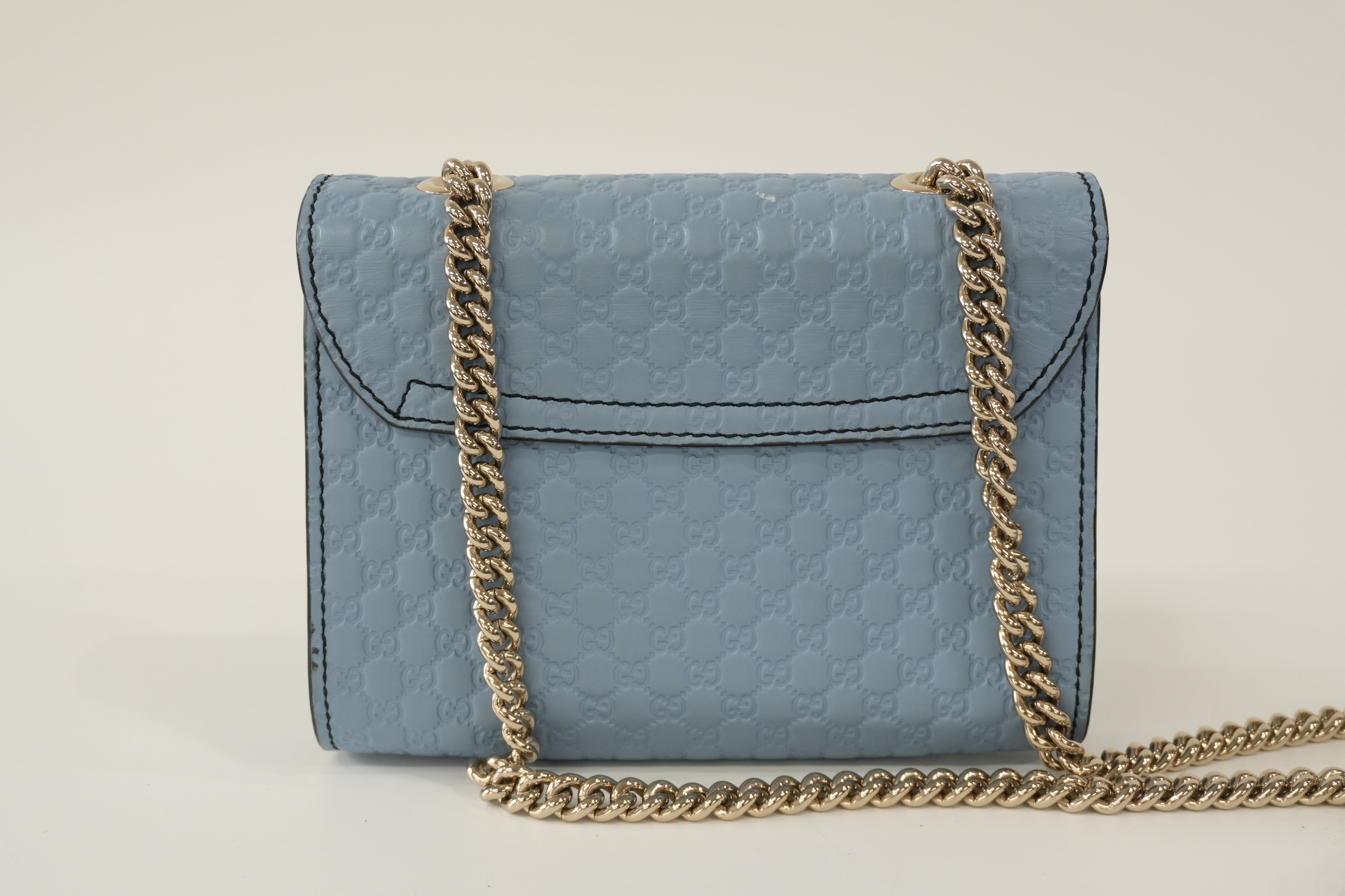 Pre-owned Gucci Micro Guccisima Chain Shoulder Bag Blue